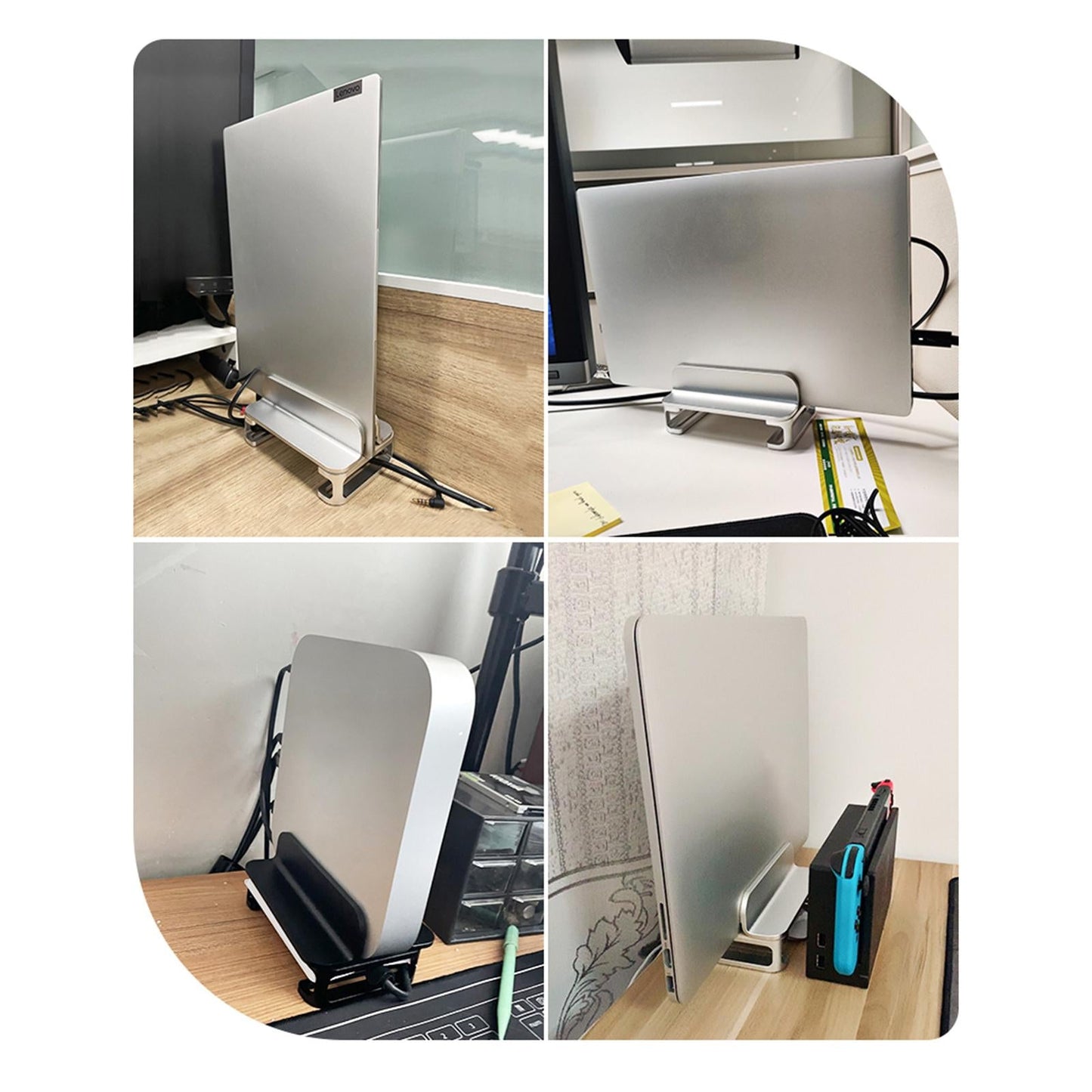 Vertical Laptop Stand Accessories Upgraded Bracket Adjustable for Office Silver