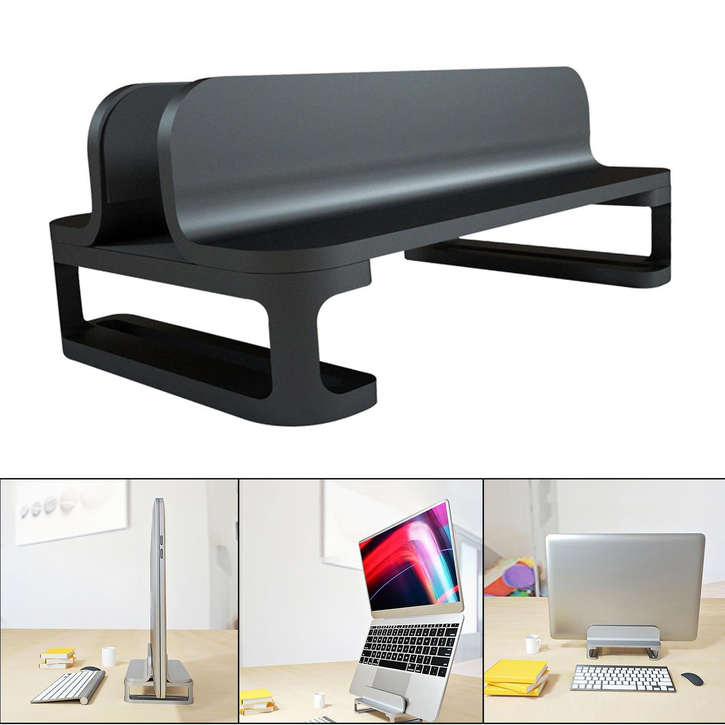 Vertical Laptop Stand Accessories Upgraded Bracket Adjustable for Office Black
