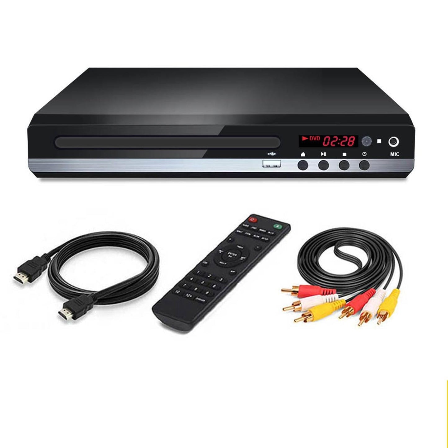 DVD Player for TV USB Input Region-Free UHD 1080P for Home Remote Control EU