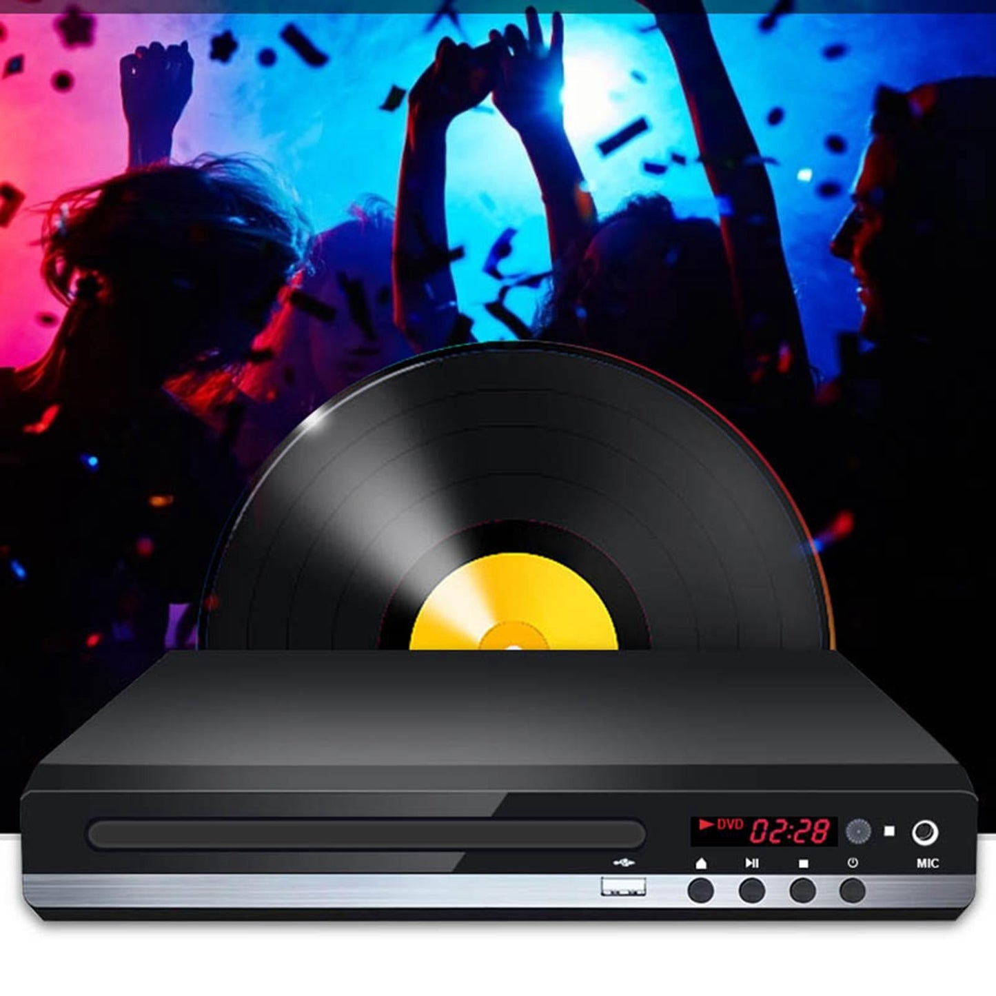DVD Player for TV USB Input Region-Free UHD 1080P for Home Remote Control EU
