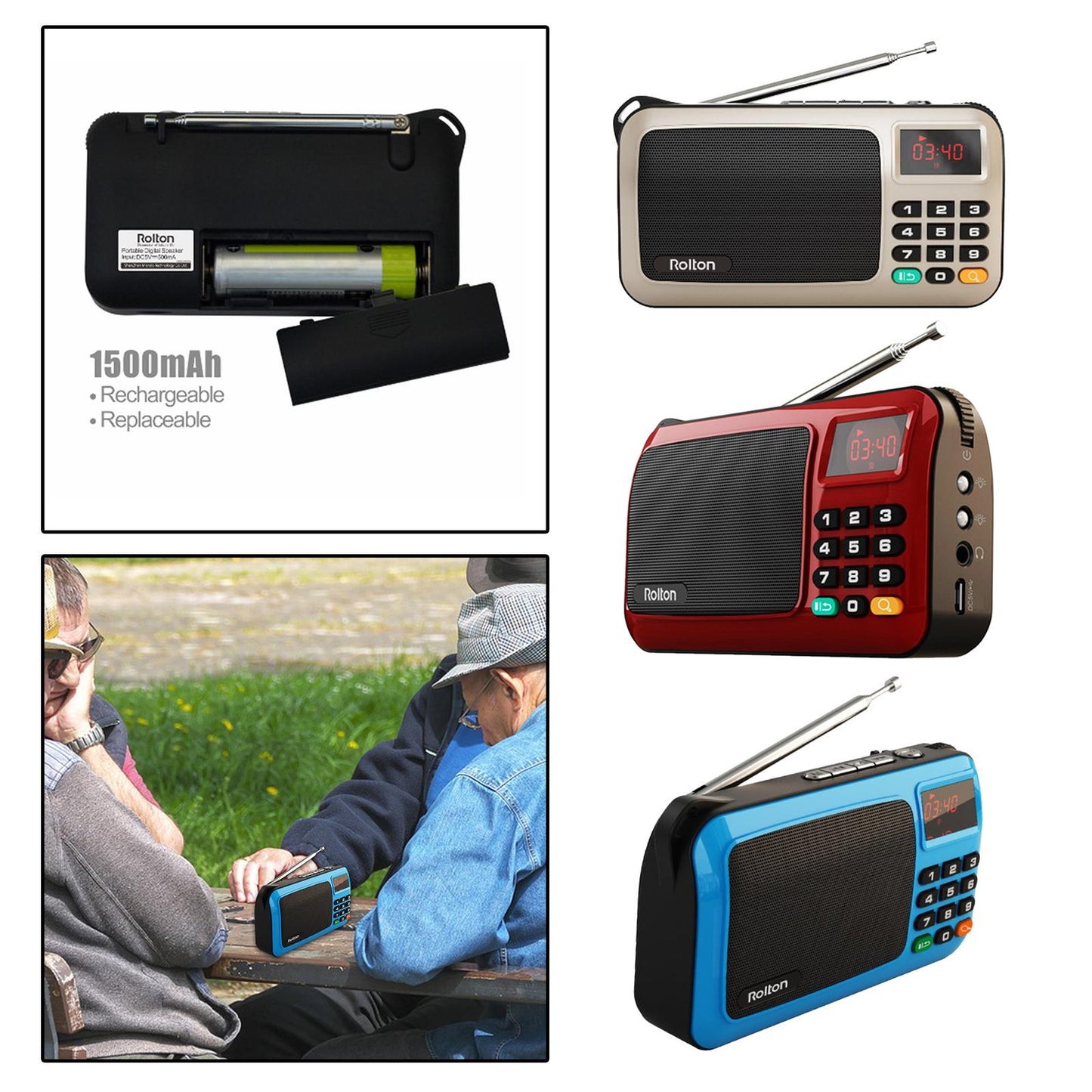 Portable USB FM Radio Emergency Flashlight Creative Gift for Friend Red