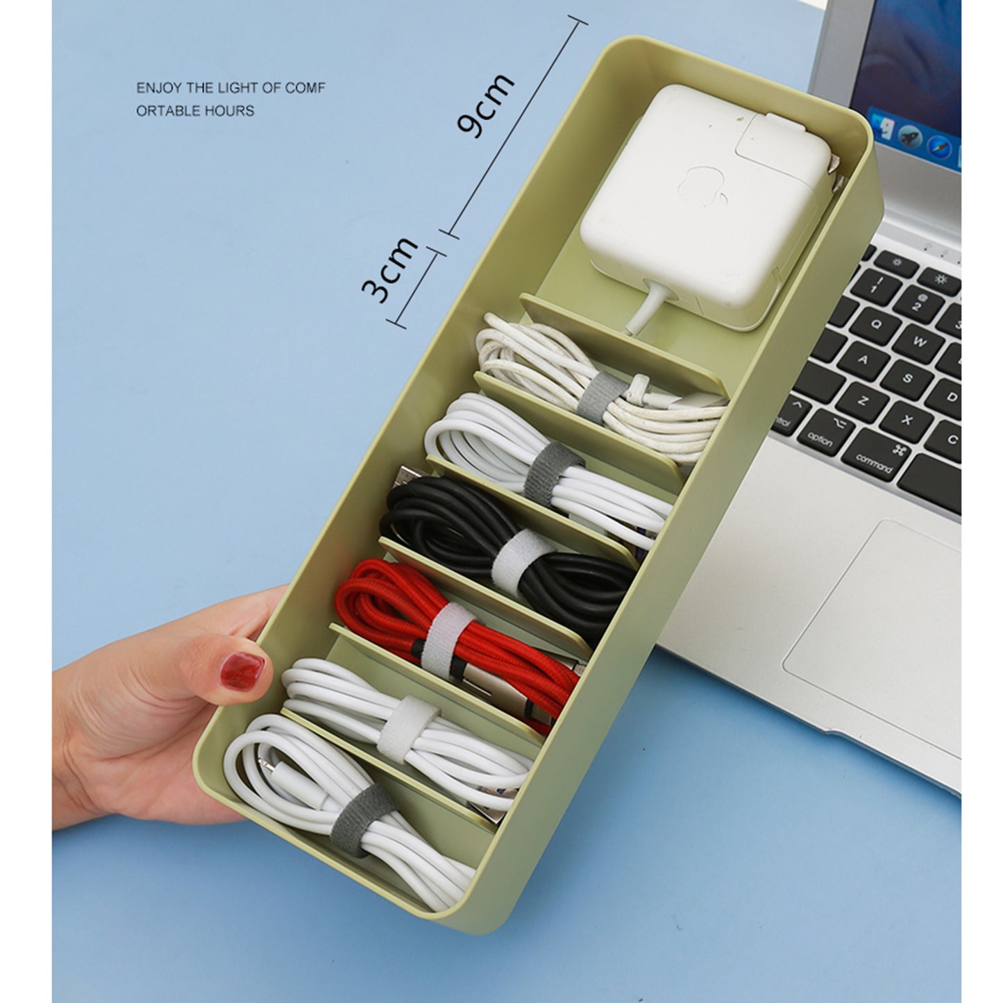 Plastic Cable Storage Boxs Organizer Dustproof Cover for Office Room Home Blue