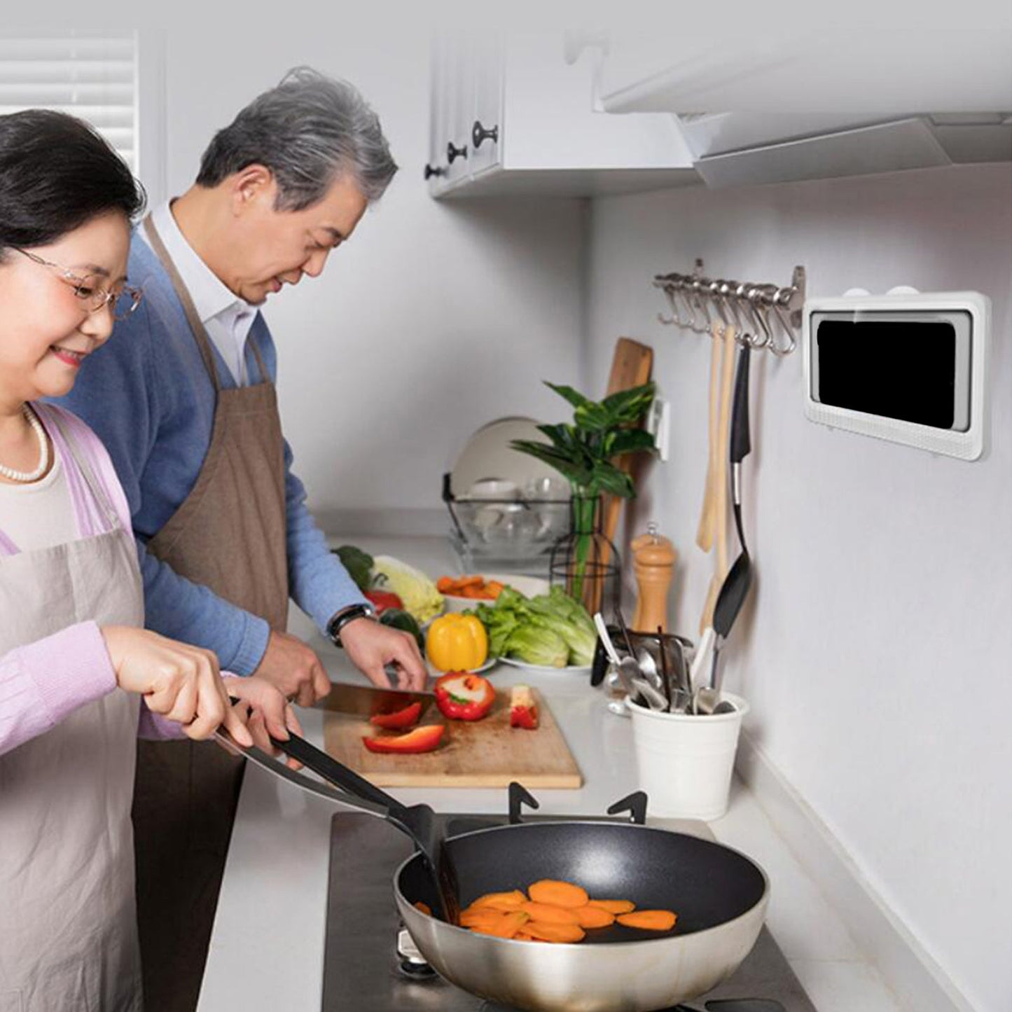 Waterproof Shower Phone Holder Touchable Portable for Bathroom Mobile Phones White