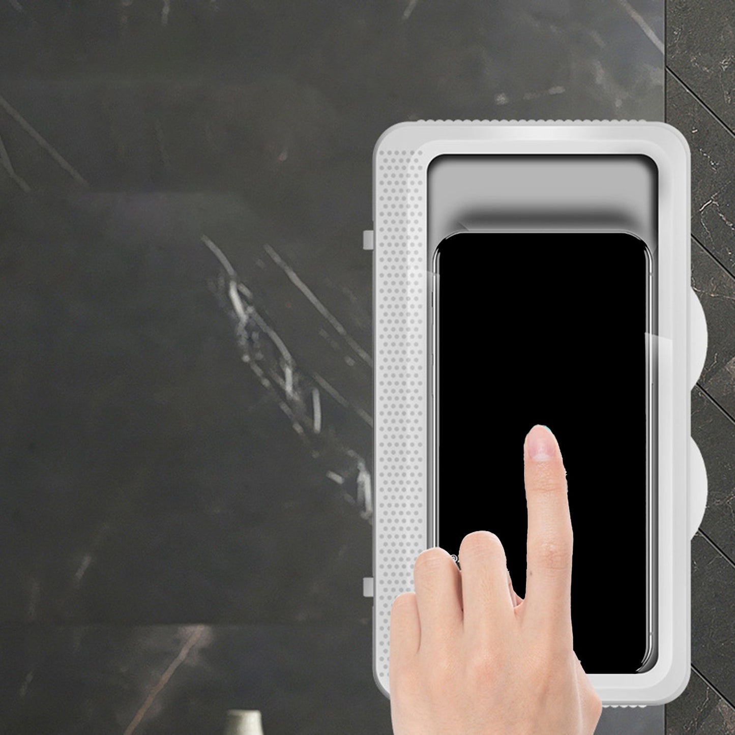 Waterproof Shower Phone Holder Touchable Portable for Bathroom Mobile Phones White
