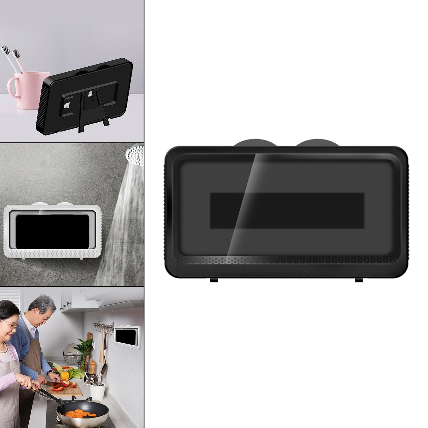 Waterproof Shower Phone Holder Touchable Portable for Bathroom Mobile Phones Black