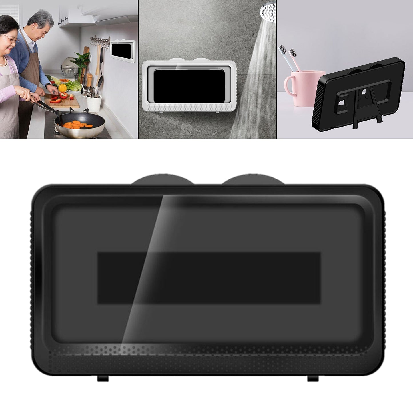 Waterproof Shower Phone Holder Touchable Portable for Bathroom Mobile Phones Black