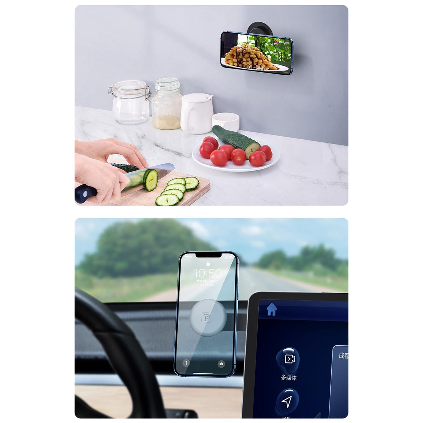 Magnetic Computer Phone Holder Adjustable Bracket for Monitor Tablets Black