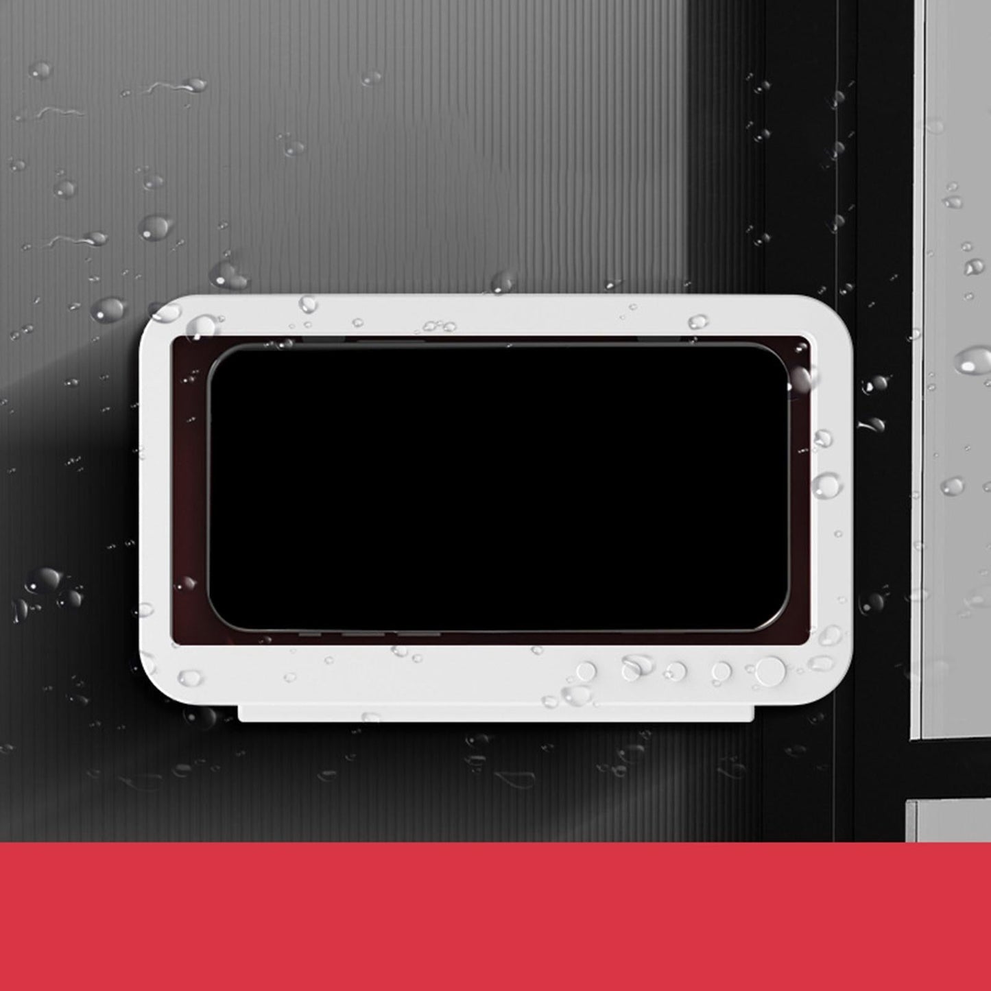 Wall Mounted Shower Phone Holder Waterproof Phone Storage Case Punch Free White