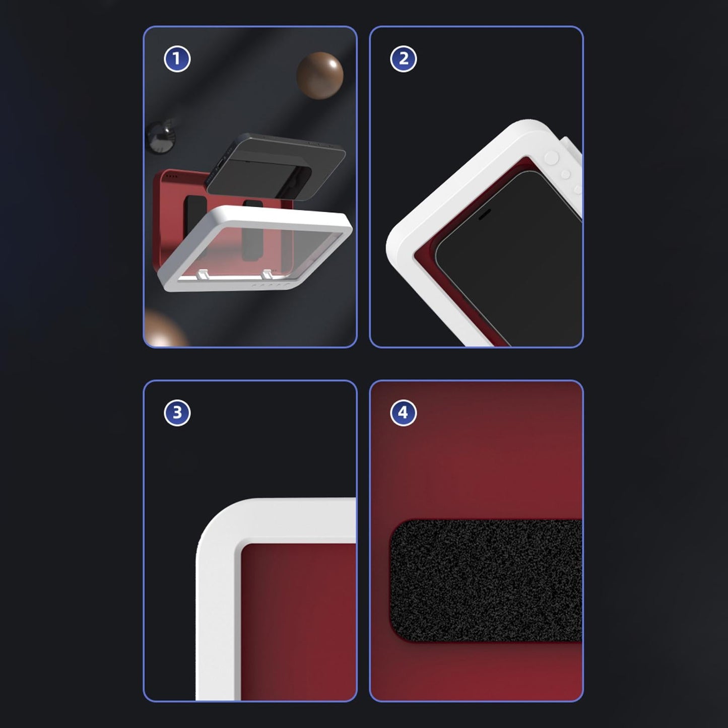 Wall Mounted Shower Phone Holder Waterproof Phone Storage Case Punch Free White