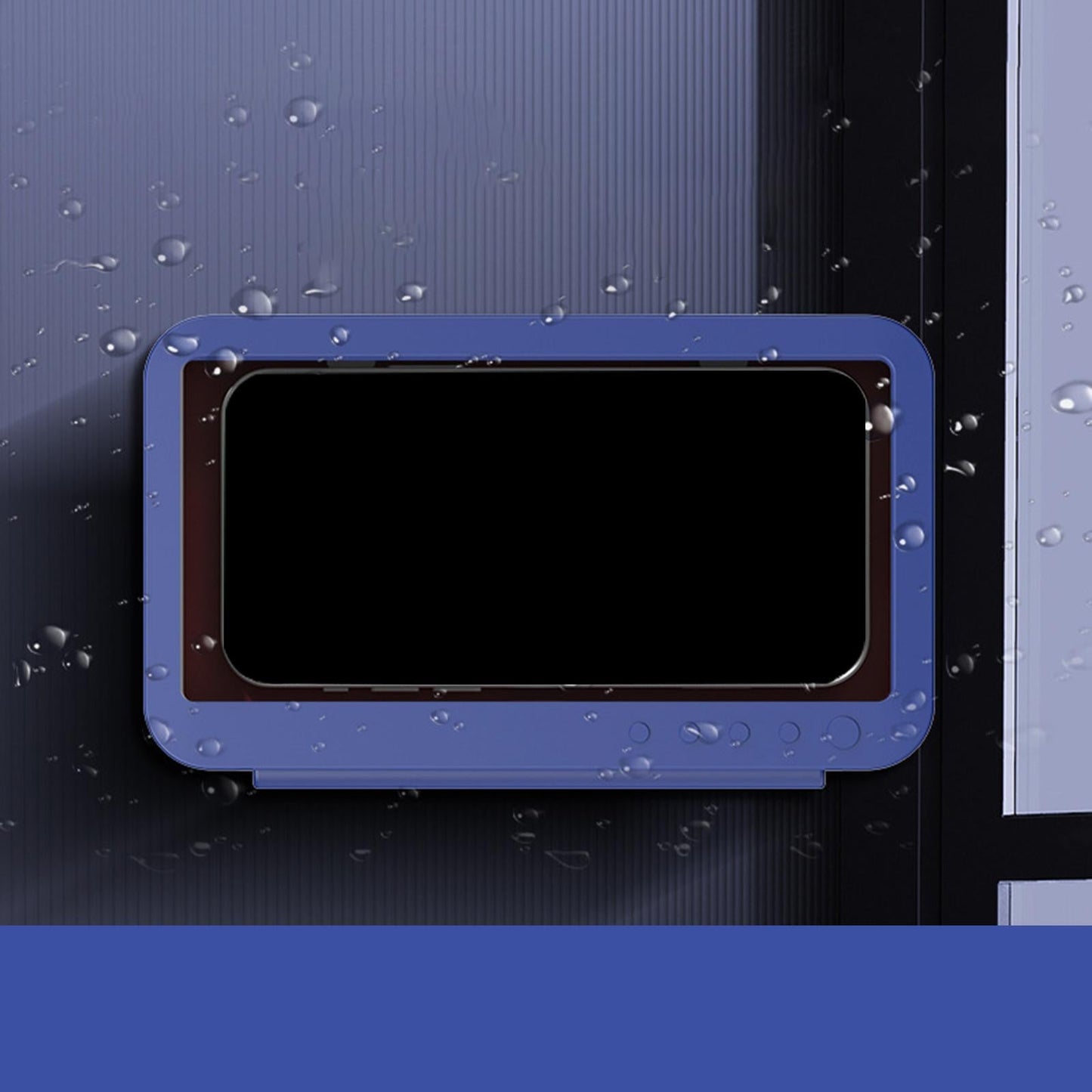 Wall Mounted Shower Phone Holder Waterproof Phone Storage Case Punch Free Blue