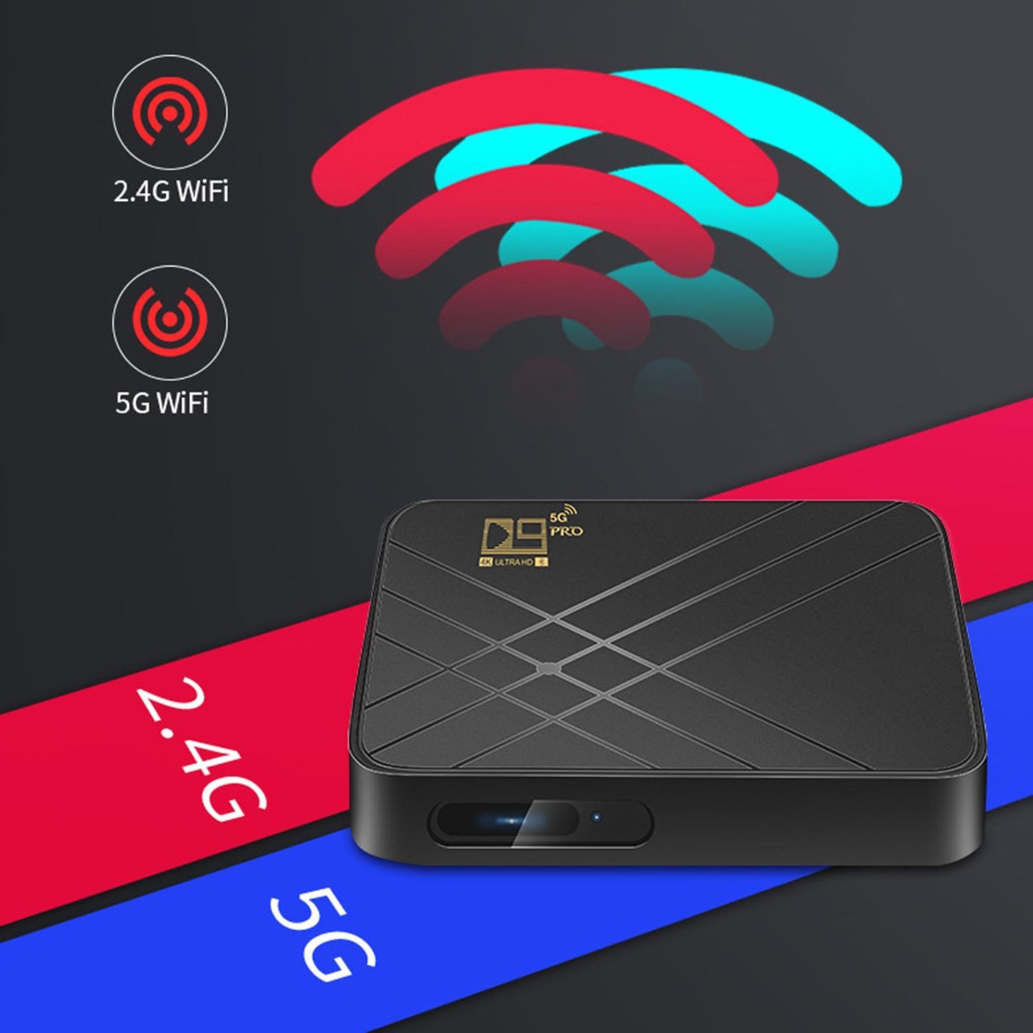 D9PRO Android Media Player Set Up Box WIFI Bluetooth HD Player 8+128G US