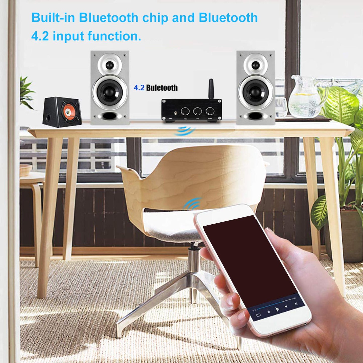 Stereo Audio Amplifier Receiver EU Plug for Subwoofer Home Passive Speakers