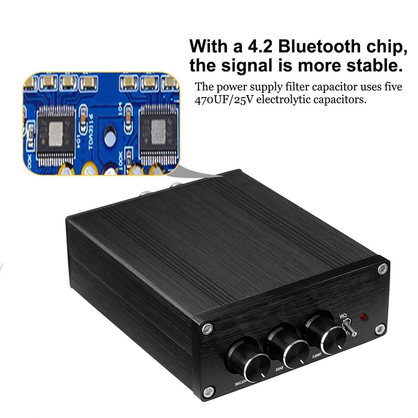 Stereo Audio Amplifier Receiver EU Plug for Subwoofer Home Passive Speakers