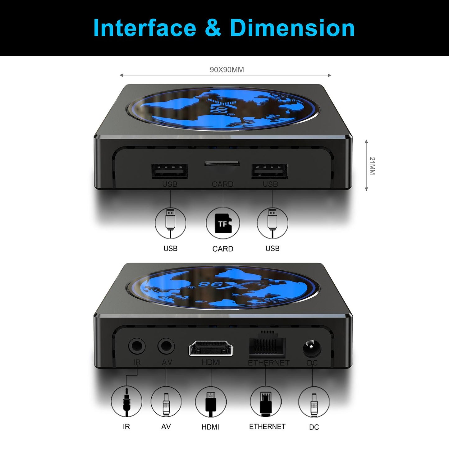 X88 Mini Box Android 11 S905W2 4K 2K UHD Output Remote Control 4GB 64GB US