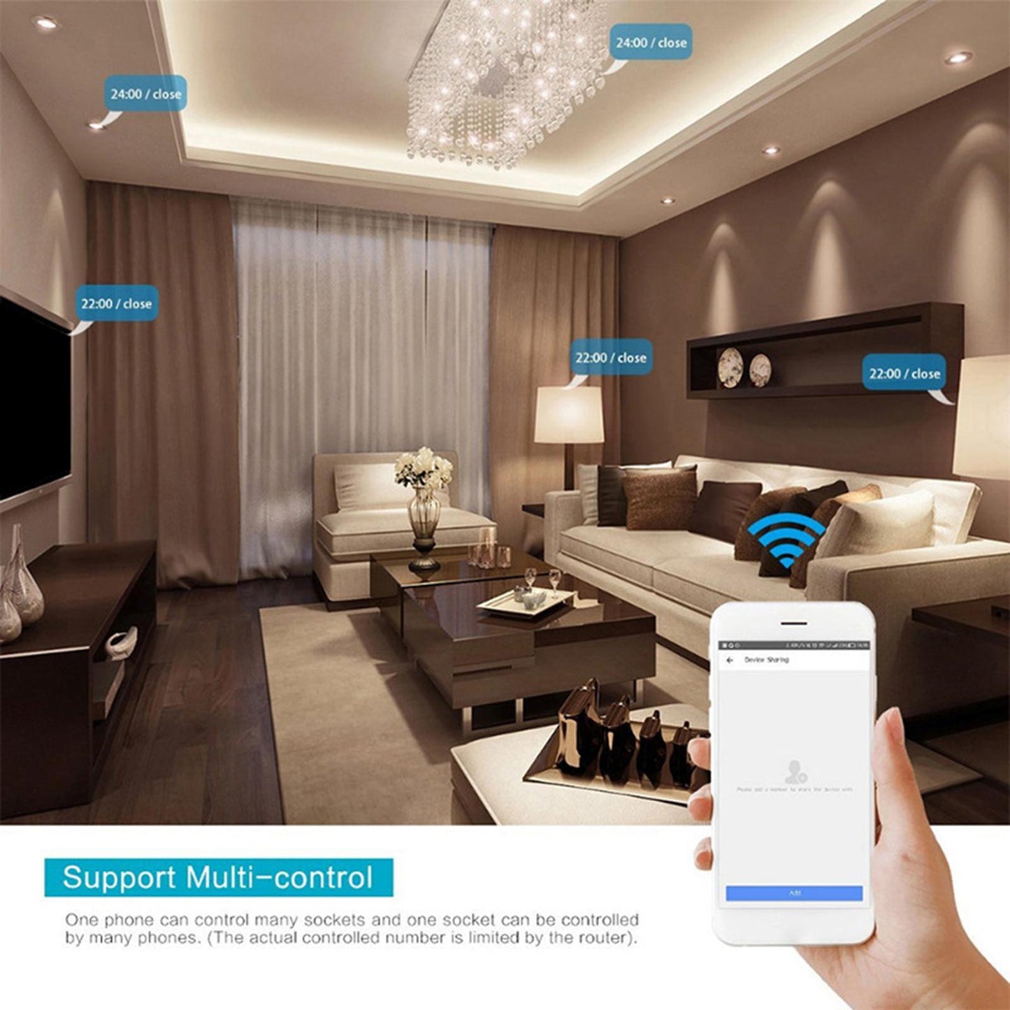 WiFi Smart Power Strip Extension 4 USB Ports Compatible with iOS for Home