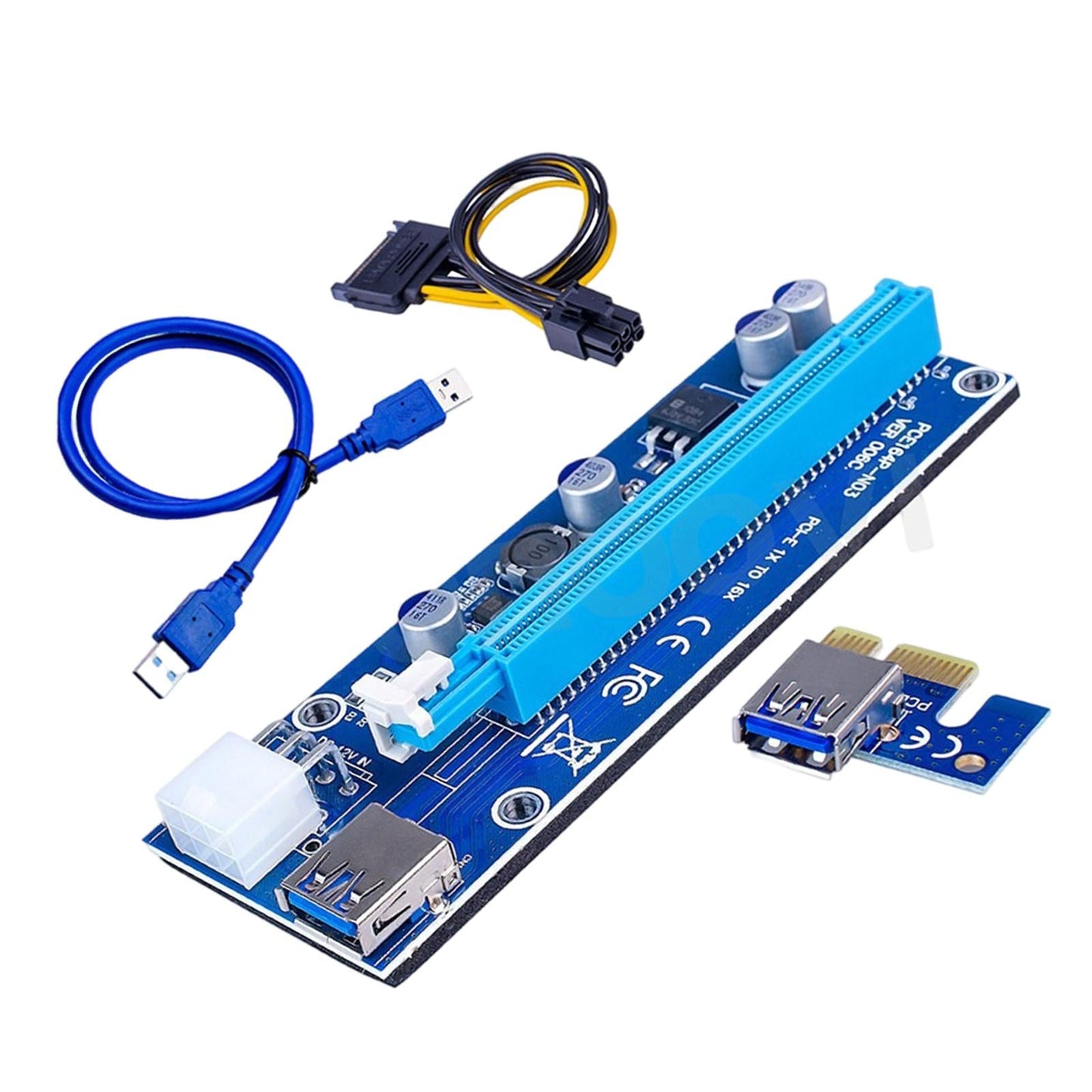VER006S PCI-E Riser Card PCIE 1X to 16X USB 3.0 SATA Power for Bitcoin 6pin