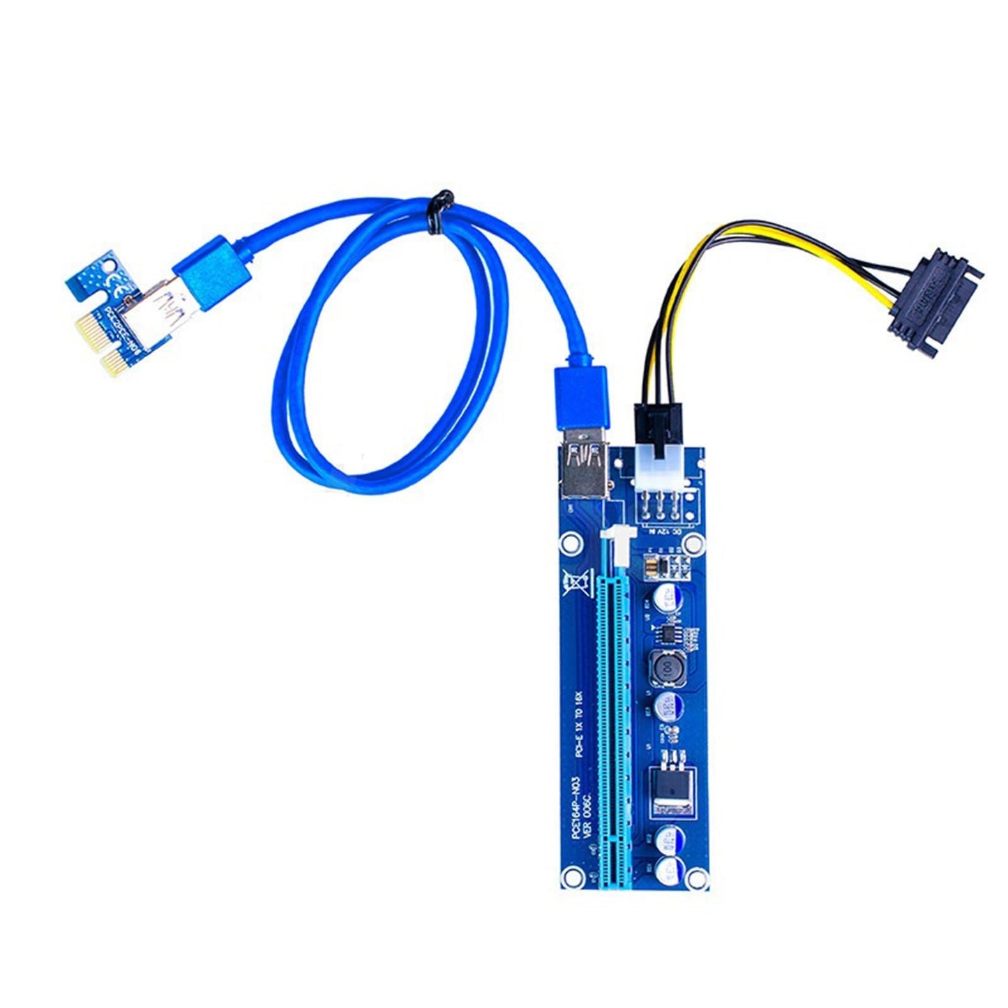 VER006S PCI-E Riser Card PCIE 1X to 16X USB 3.0 SATA Power for Bitcoin 6pin