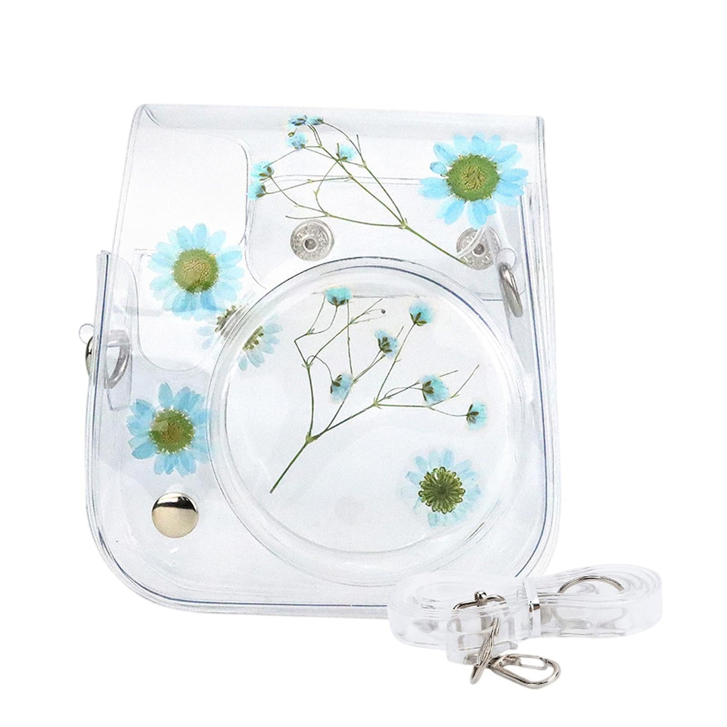 Camera Case Portable PVC Material Adjustable Strap for Instax Mini 11 9 8 Blue