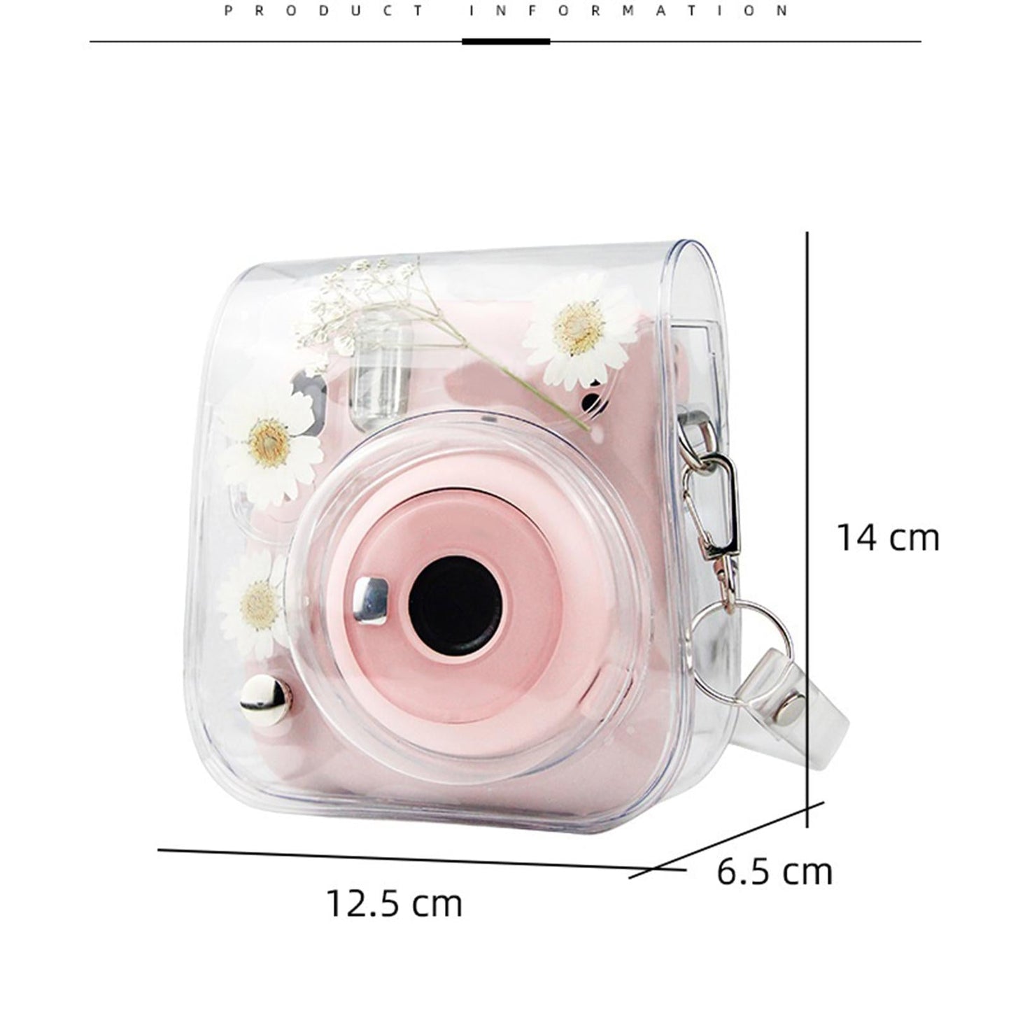 Camera Case Portable PVC Material Adjustable Strap for Instax Mini 11 9 8 White