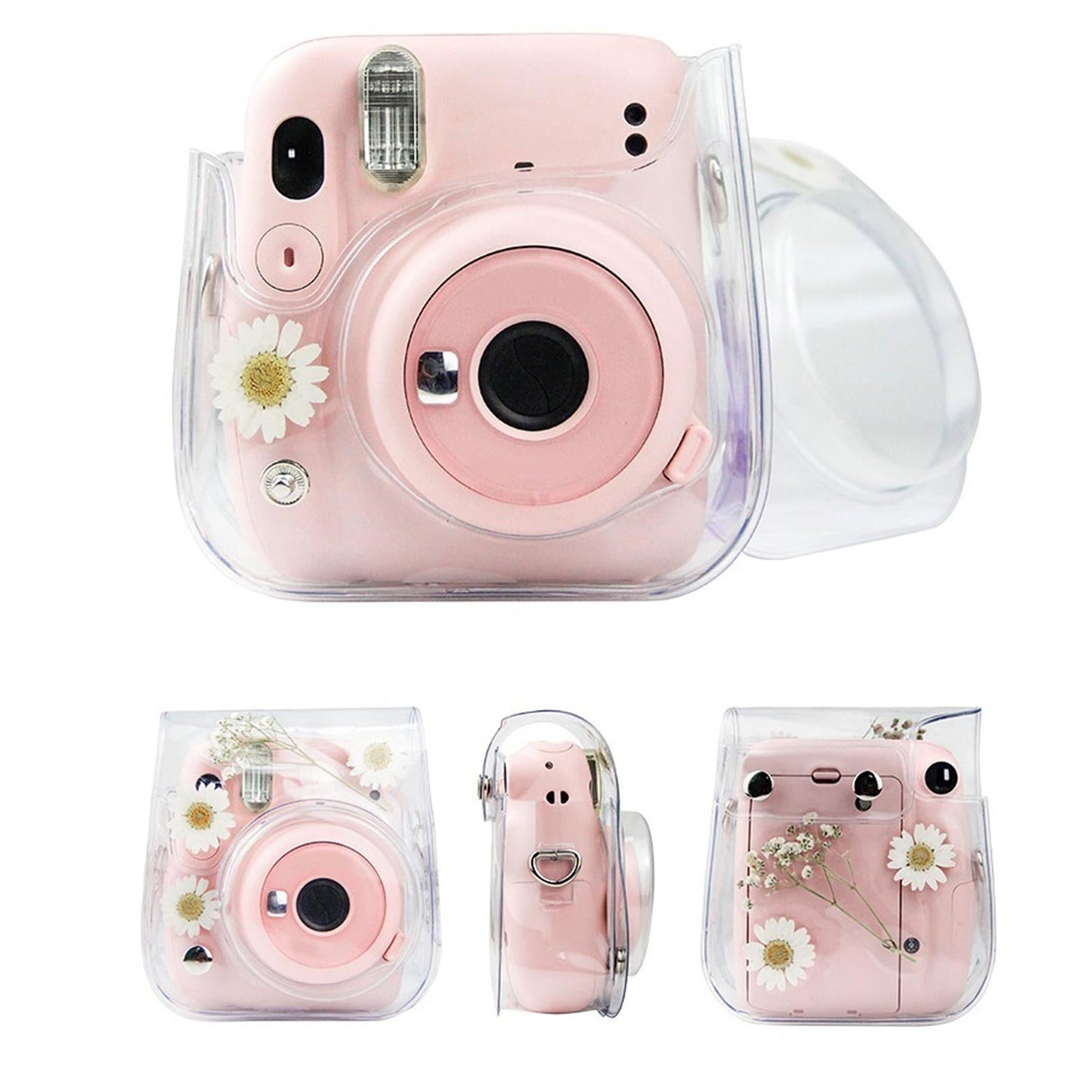 Camera Case Portable PVC Material Adjustable Strap for Instax Mini 11 9 8 White