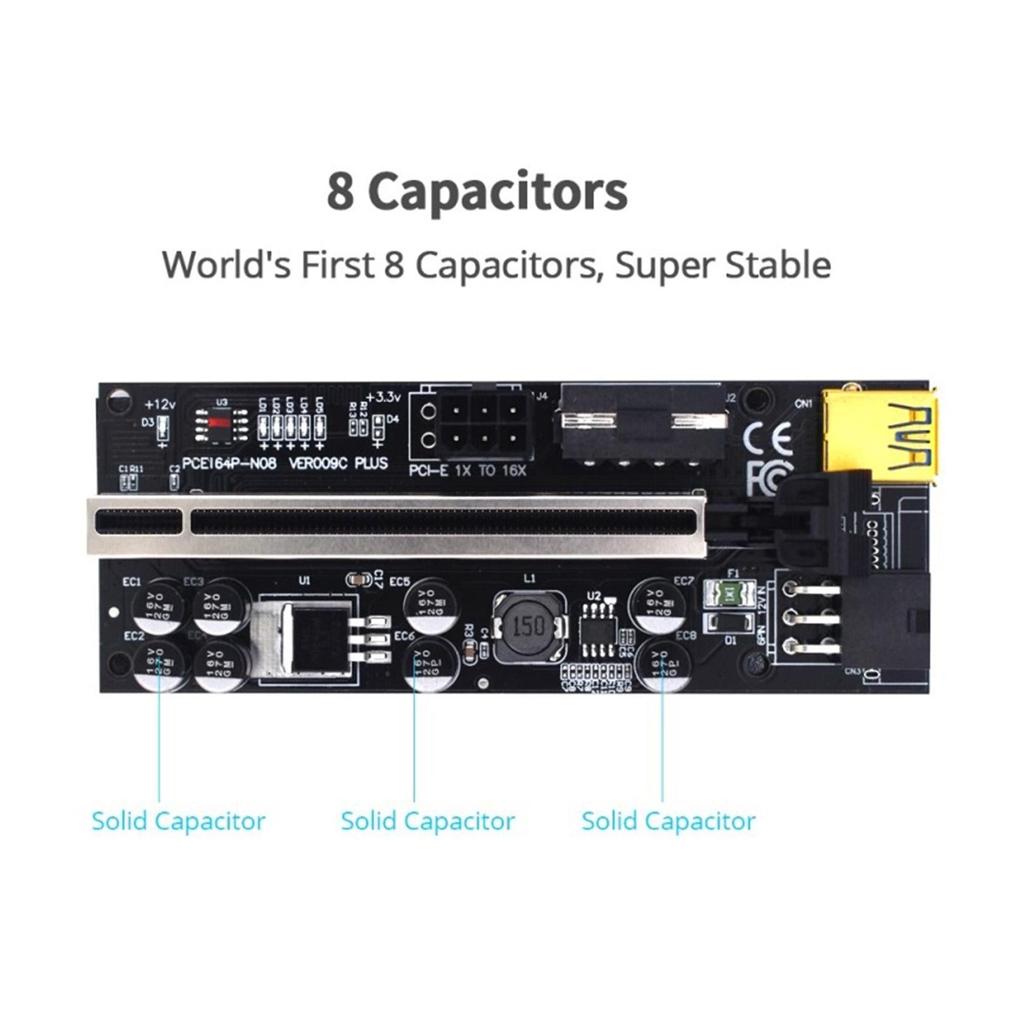 Graphics Card USB 3.0 Ver 010S Plus 1x 16x Multiplier for GPU Mining Powered Single Interface