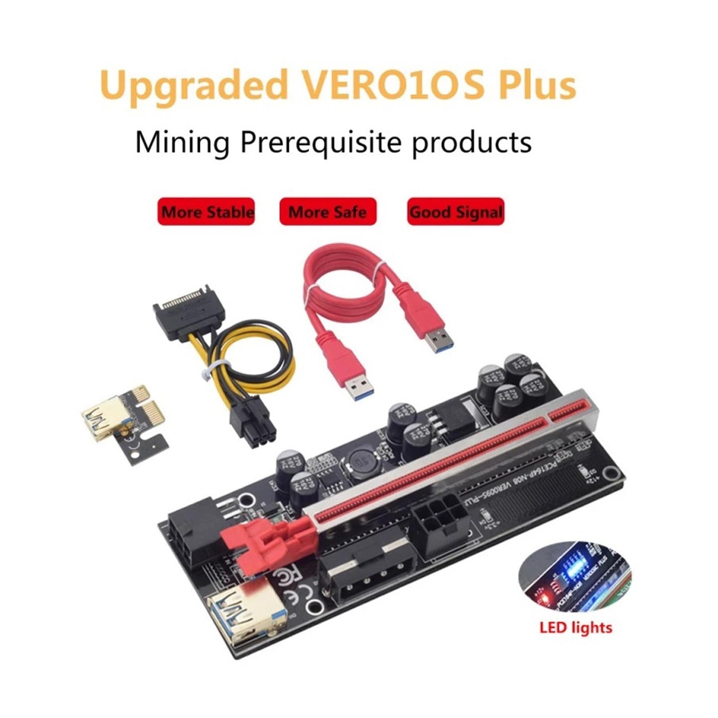 Graphics Card USB 3.0 Ver 010S Plus 1x 16x Multiplier for GPU Mining Powered Three Interface