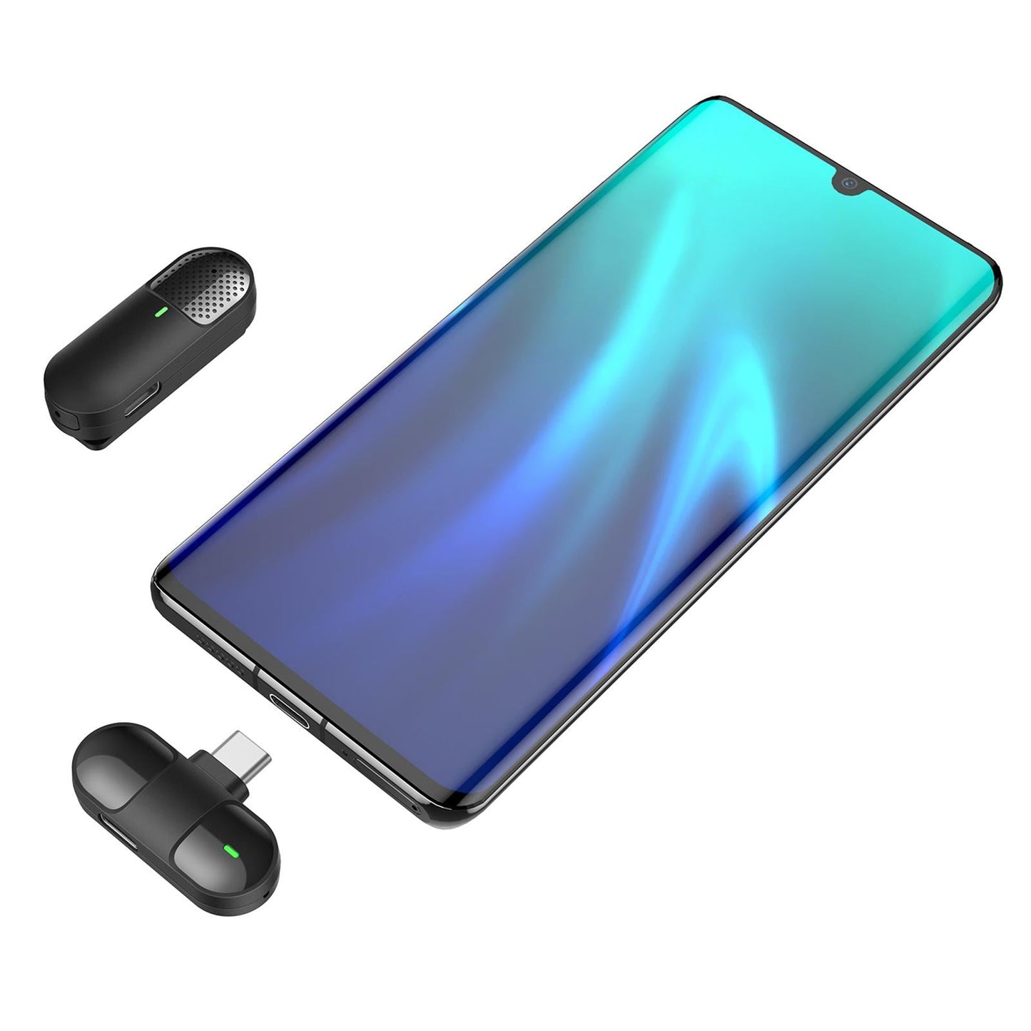 Lavalier Microphone for Android iOS Phone Live Broadcast Interviewers Black