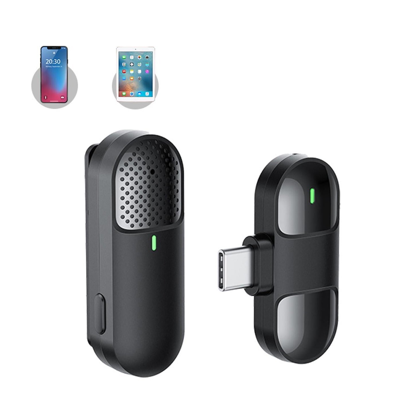 Lavalier Microphone for Android iOS Phone Live Broadcast Interviewers Black