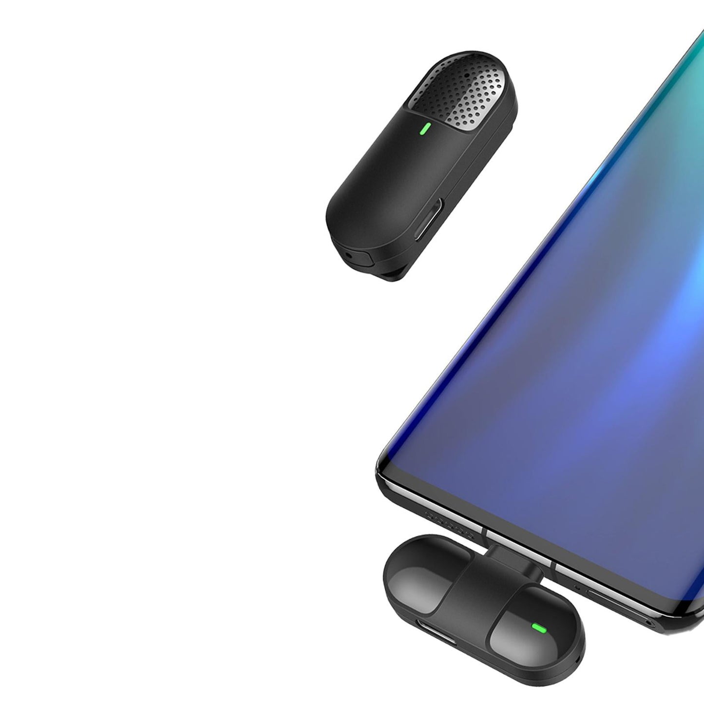 Lavalier Microphone for Android iOS Phone Live Broadcast Interviewers Black