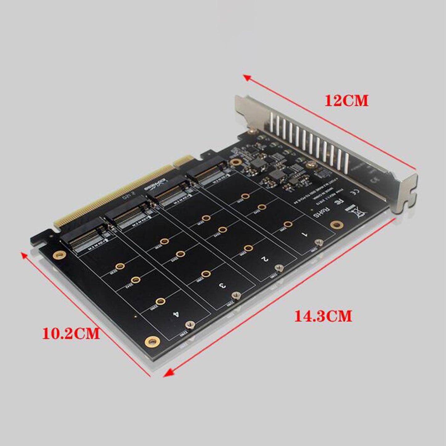 SSD RAID Array Expansion PCI-E Split 4-Disk NVMe PCI-EX16 M.2 Mkey for Btc
