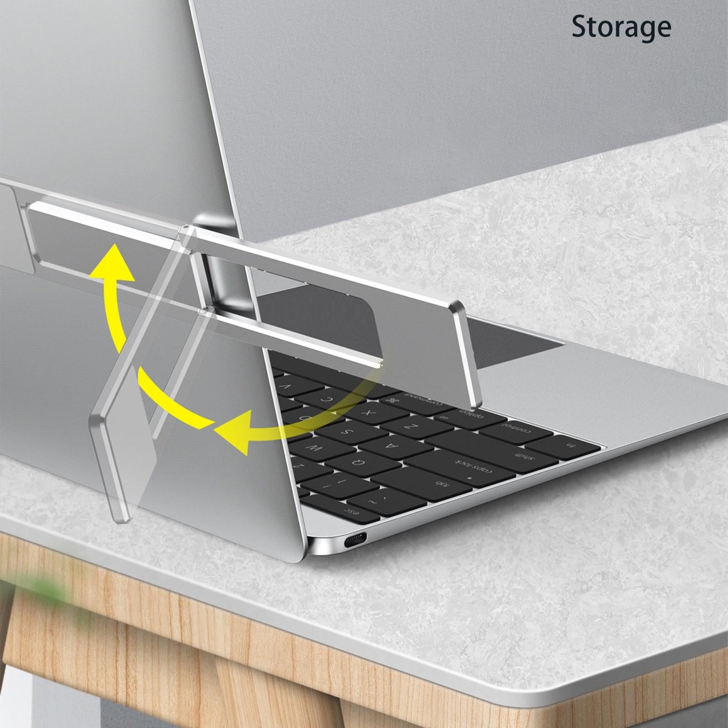 Laptop Phone Holder Computer Monitor Expansion Bracket Adhesive Travel Gray