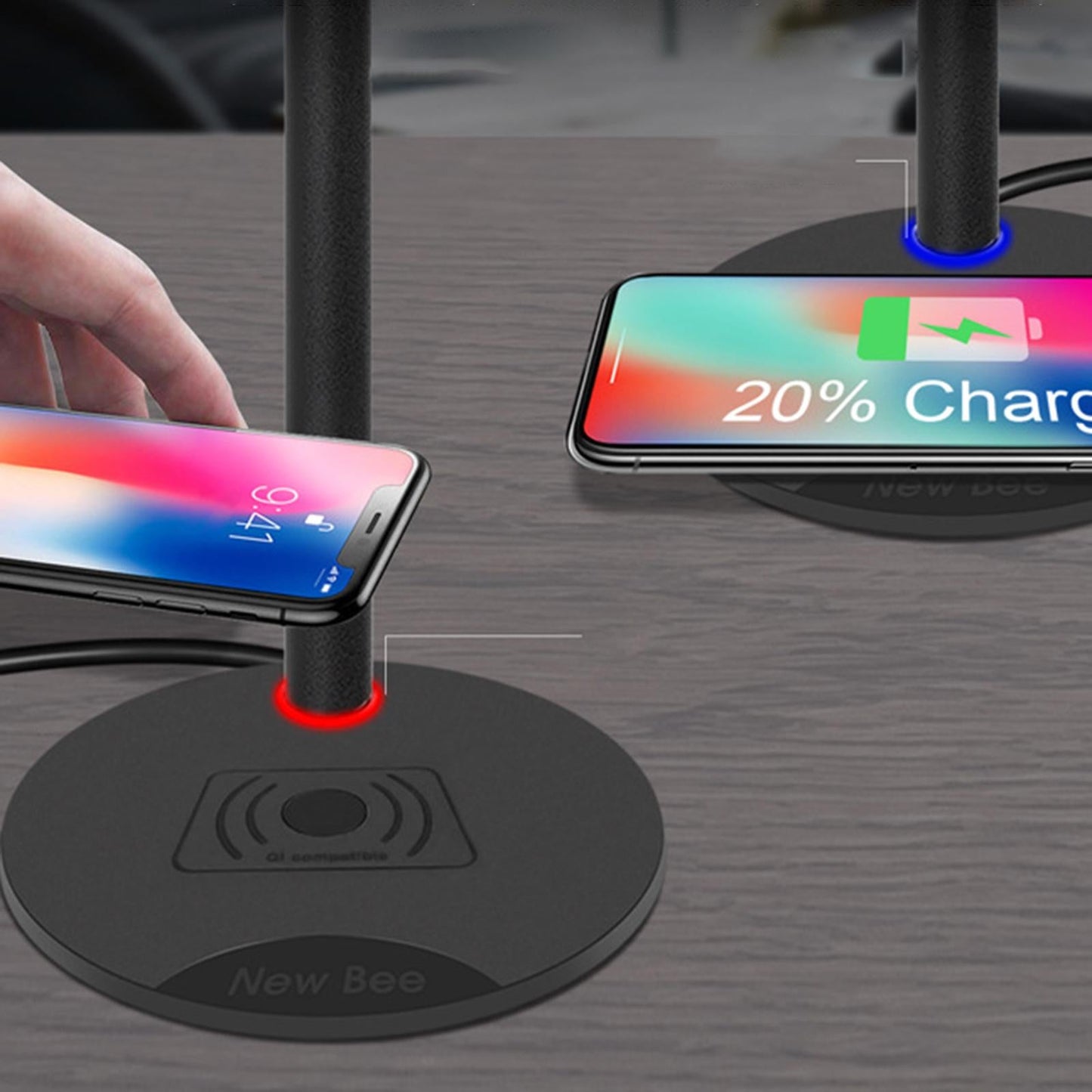 Desk Wireless Fast Charging Headphone Stand for Gamer for Qi Phones Silver