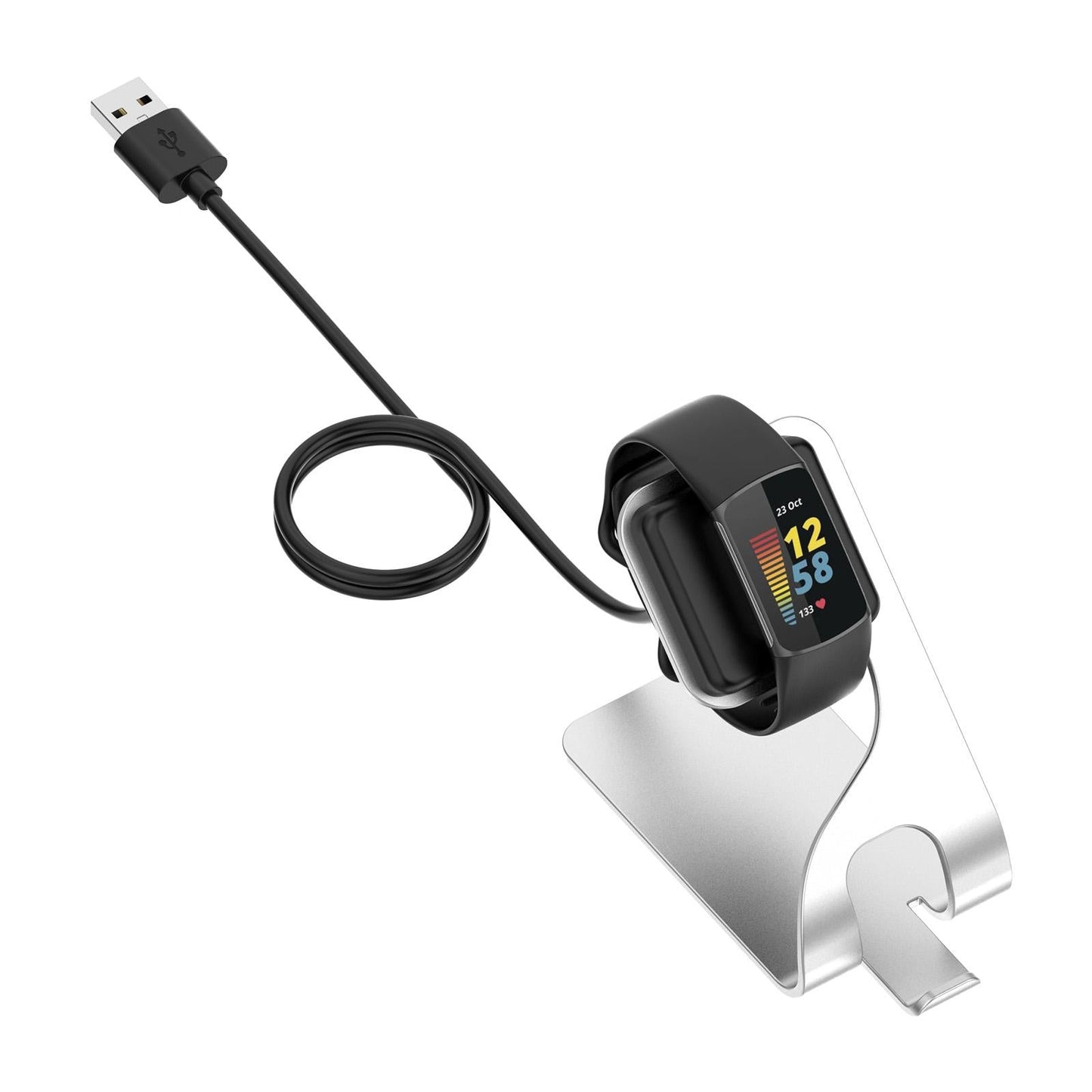 Smartwatch Charging Base for Charge 5 for Luxe with 4.9ft USB Cord Silver