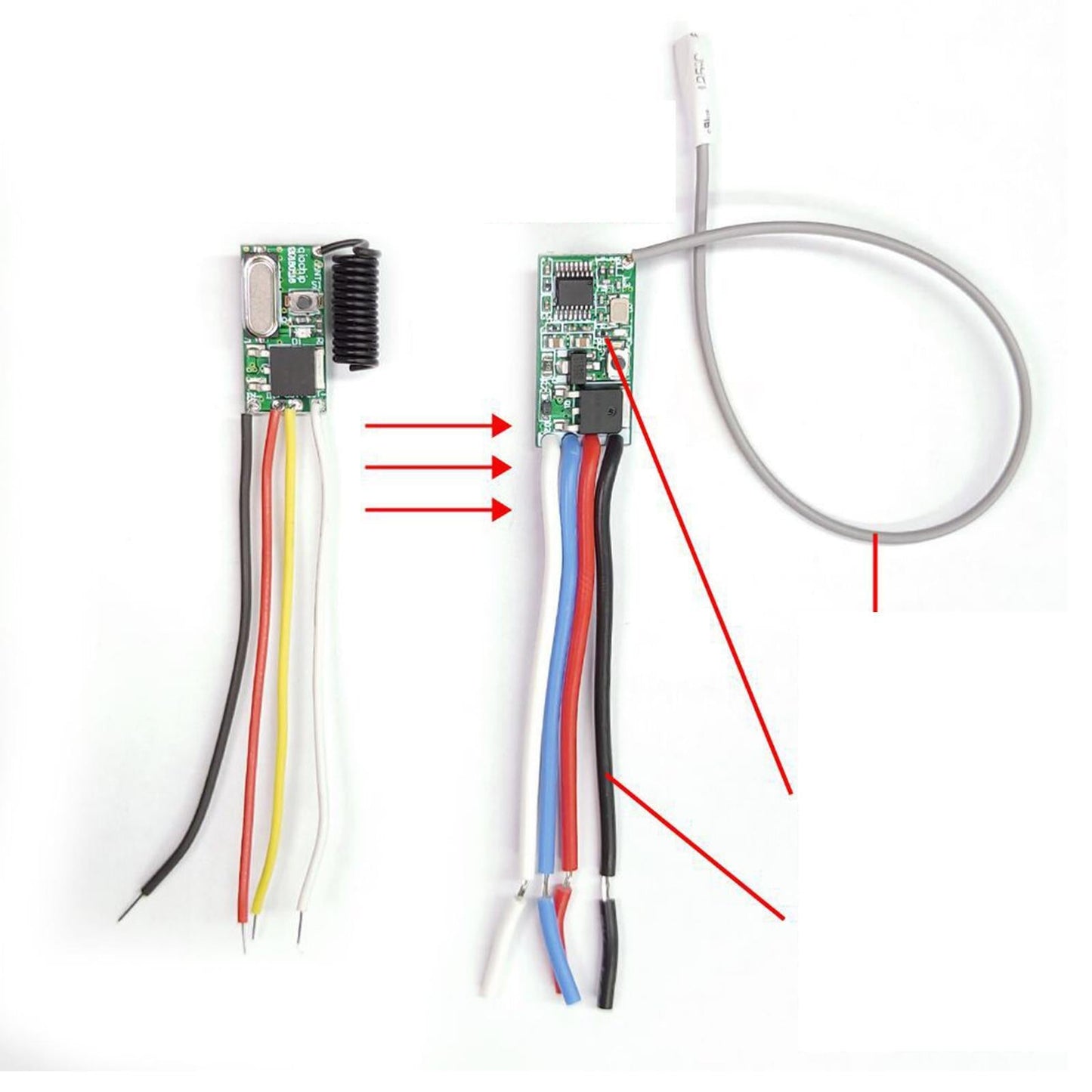 RF 433MHz Mini Wireless Remote Control Switch Receiver AB White Antenna