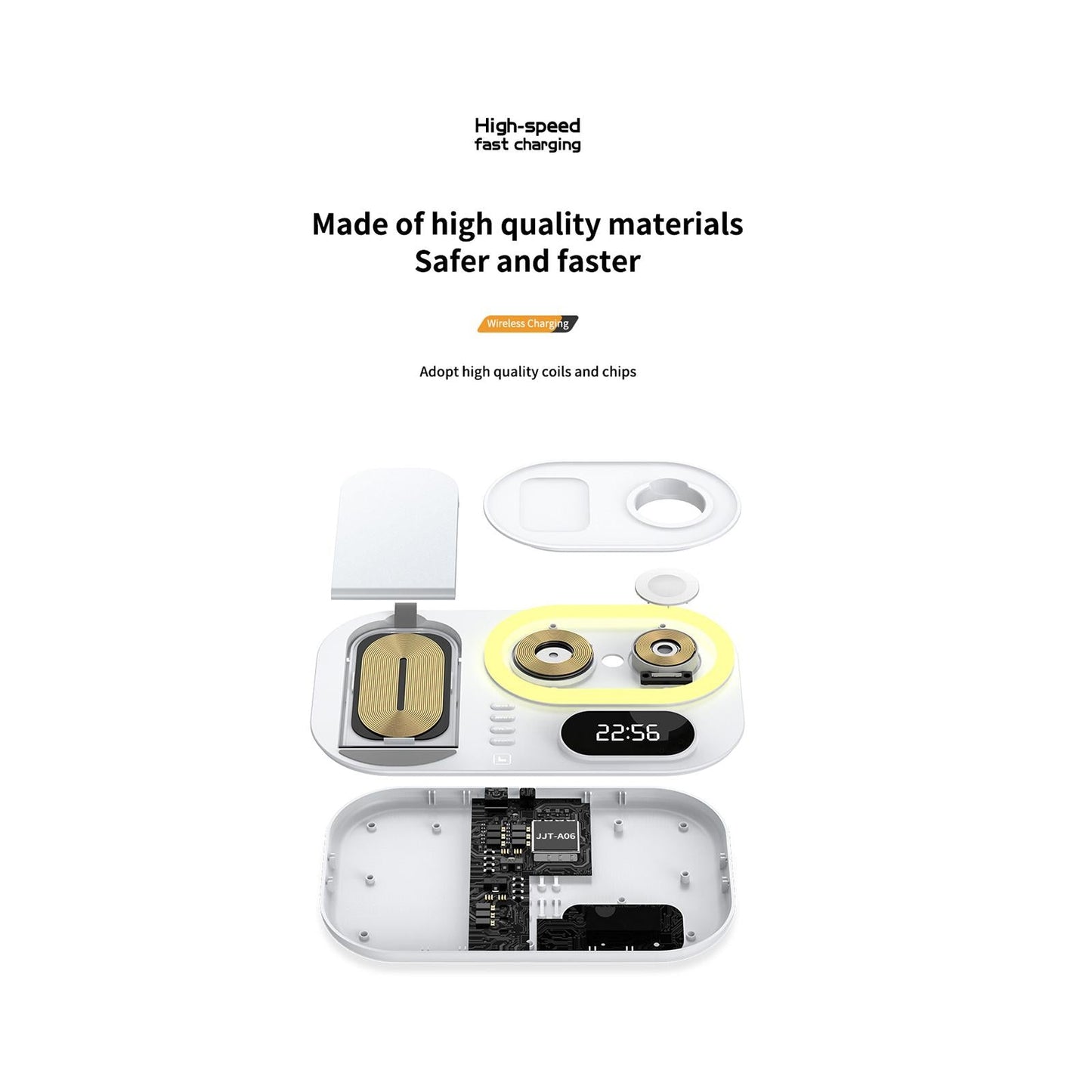 3 IN 1 Wireless Charger Stand Qi Fast Charging Dock Adjustable White