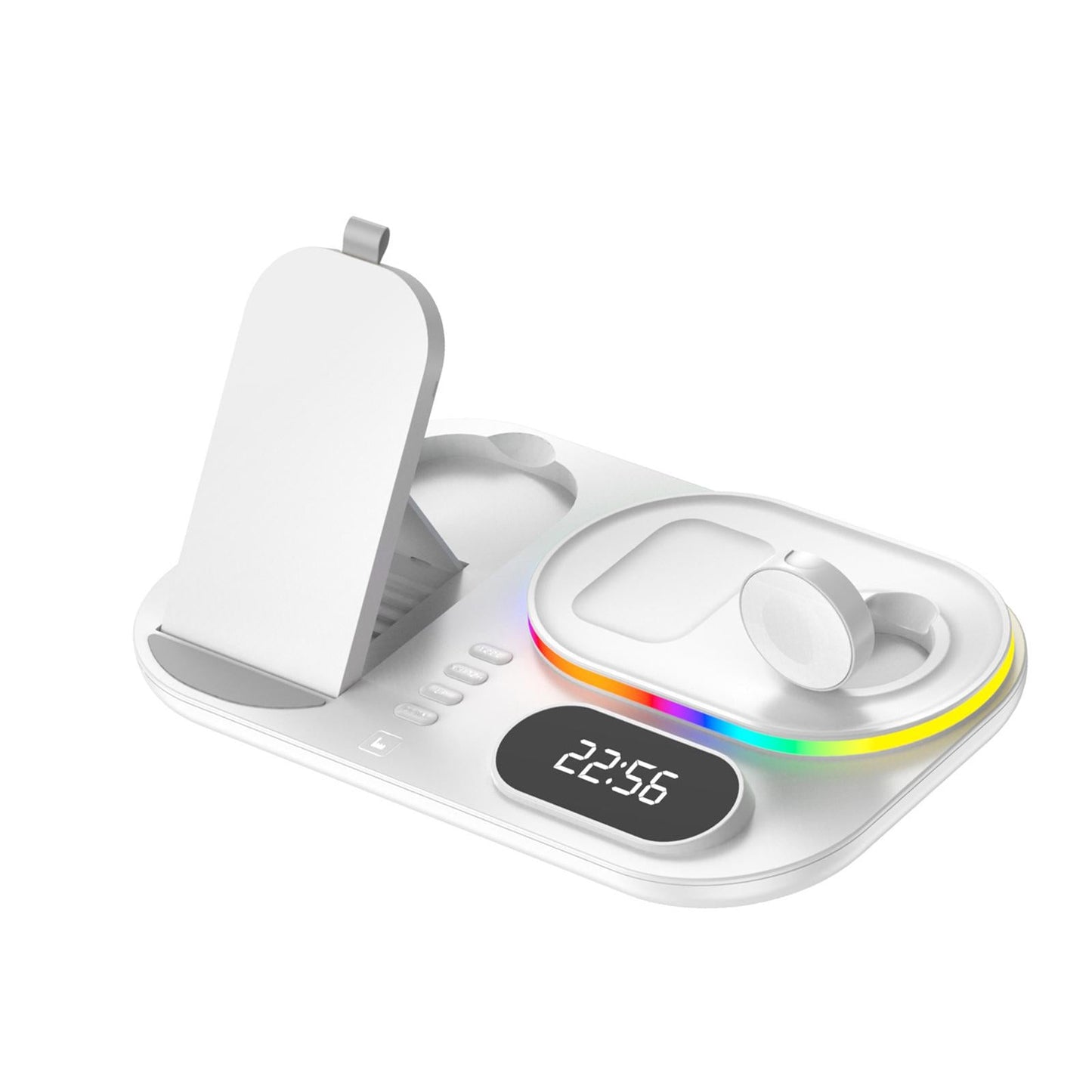 3 IN 1 Wireless Charger Stand Qi Fast Charging Dock Adjustable White