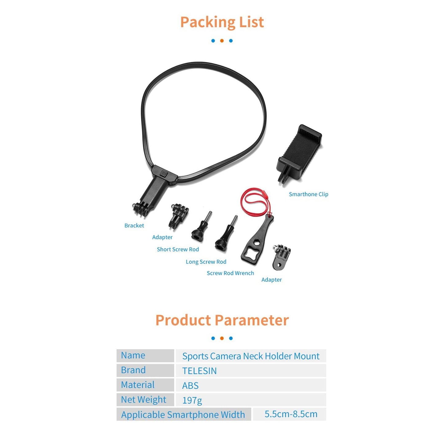 Action Camera Neck Holder Comfortable Shoot Mount Anti-Slip for GoPro10/9/8