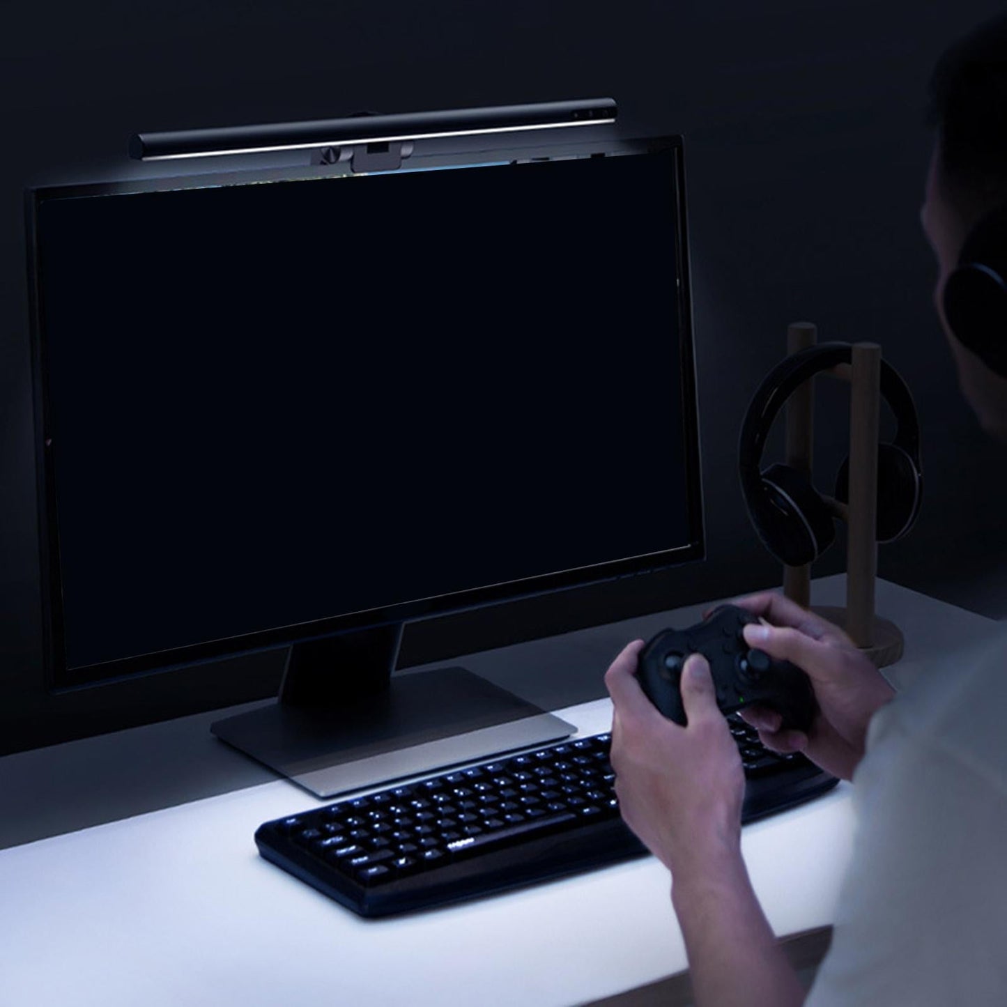 Computer Monitor Lamp Screen Light Bar 3 Color Space Saving Home Black