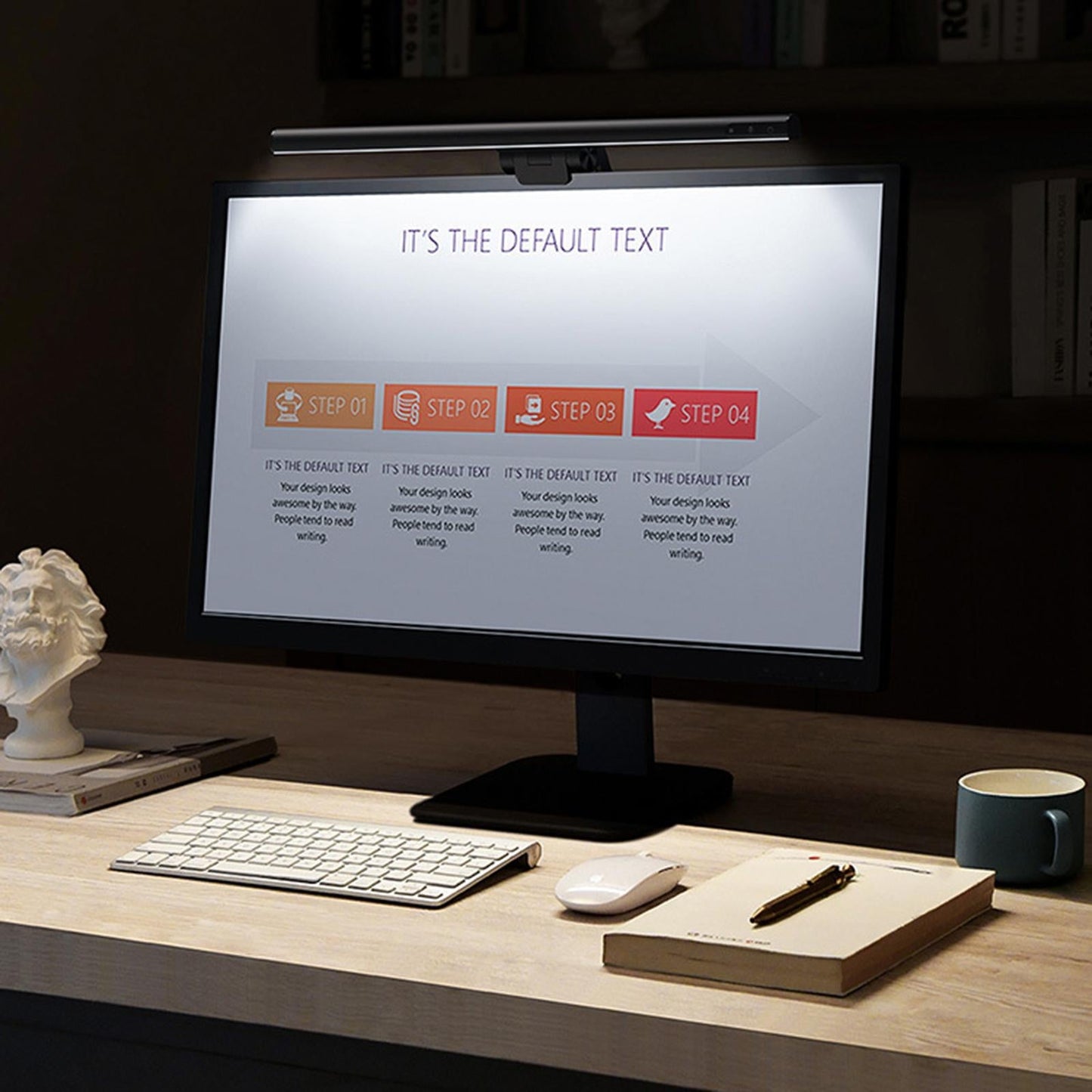 Computer Monitor Lamp Screen Light Bar 3 Color Space Saving Home Black