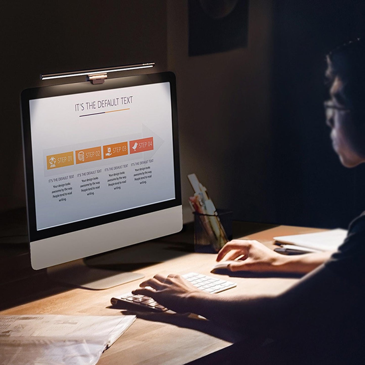 Computer Monitor Lamp Screen Light Bar 3 Color Space Saving Home Black