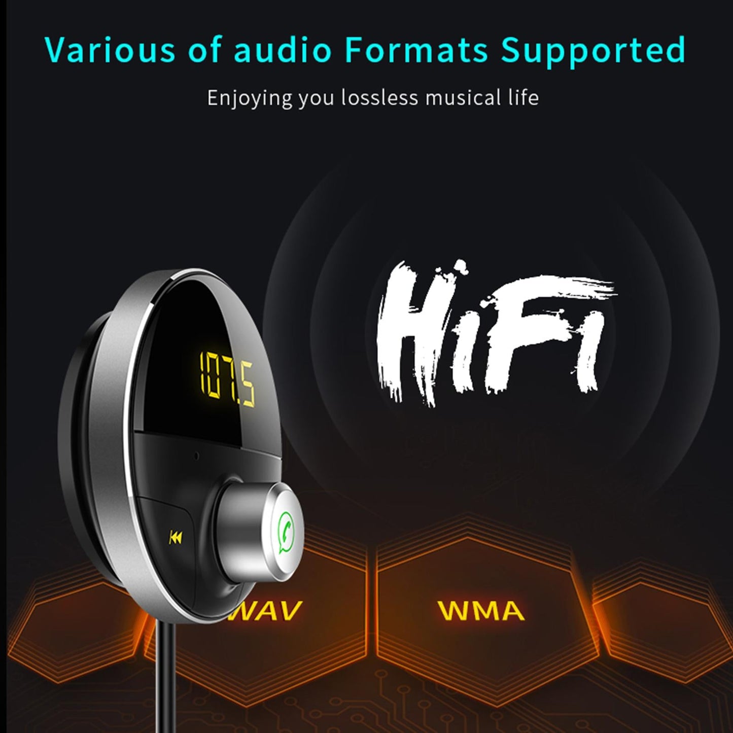 Car MP3 Player Wireless Bluetooth 4.1 FM Radio Transmitter Kit Grey