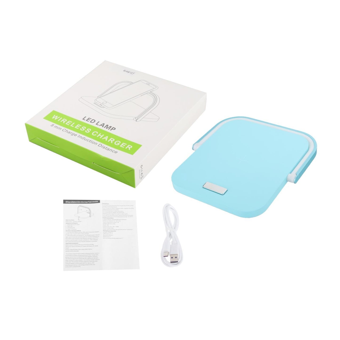 Qi Wireless Charging with Light 10W Desk Lamp Nightlight for Bedroom blue