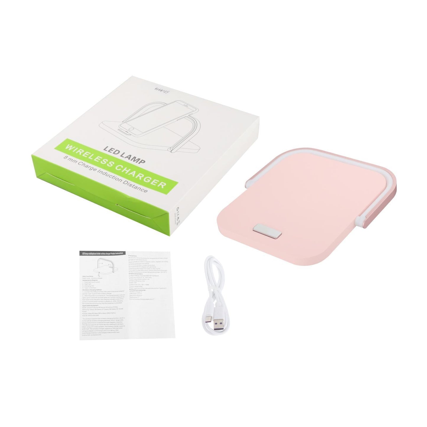 Qi Wireless Charging with Light 10W Desk Lamp Nightlight for Bedroom pink