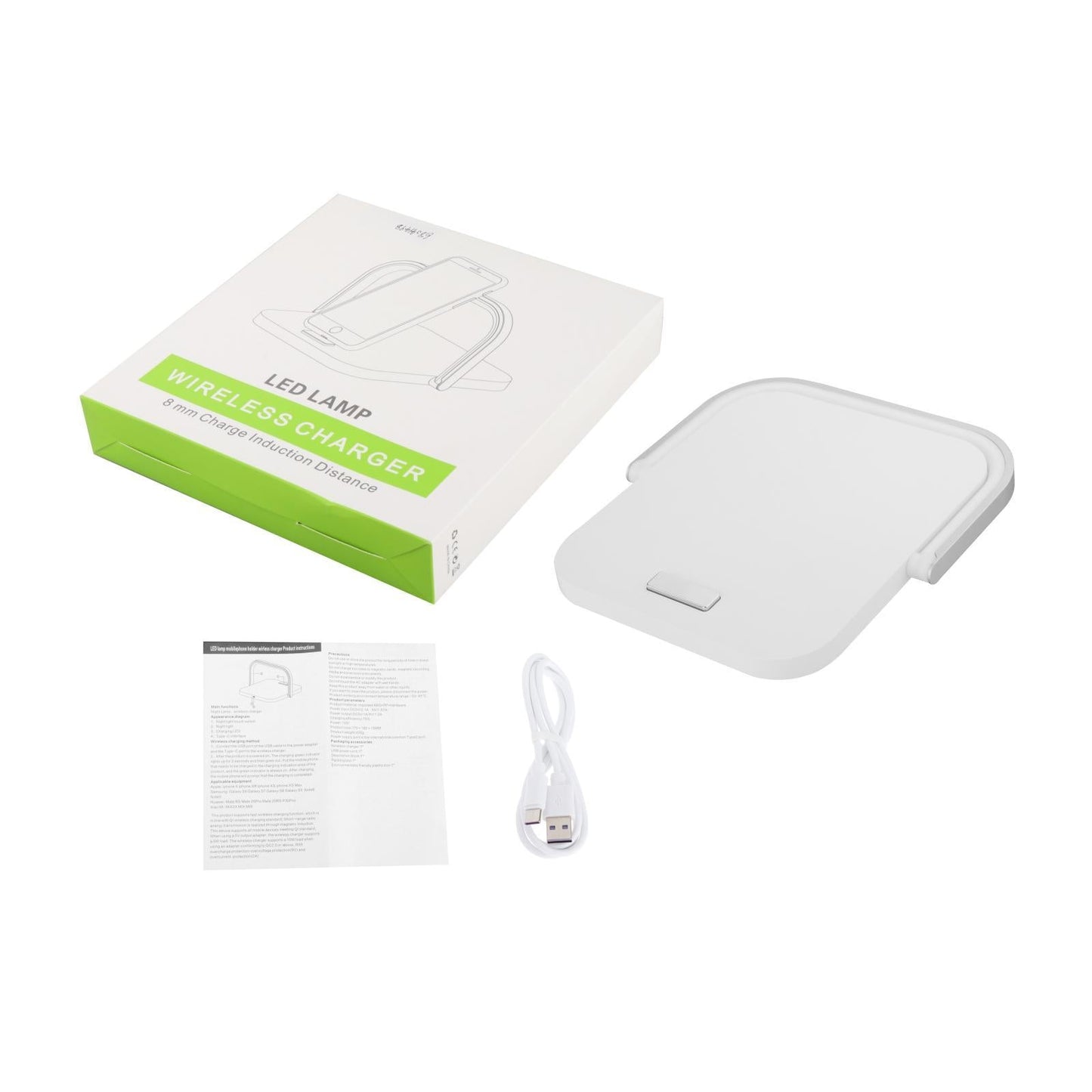 Qi Wireless Charging with Light 10W Desk Lamp Nightlight for Bedroom white