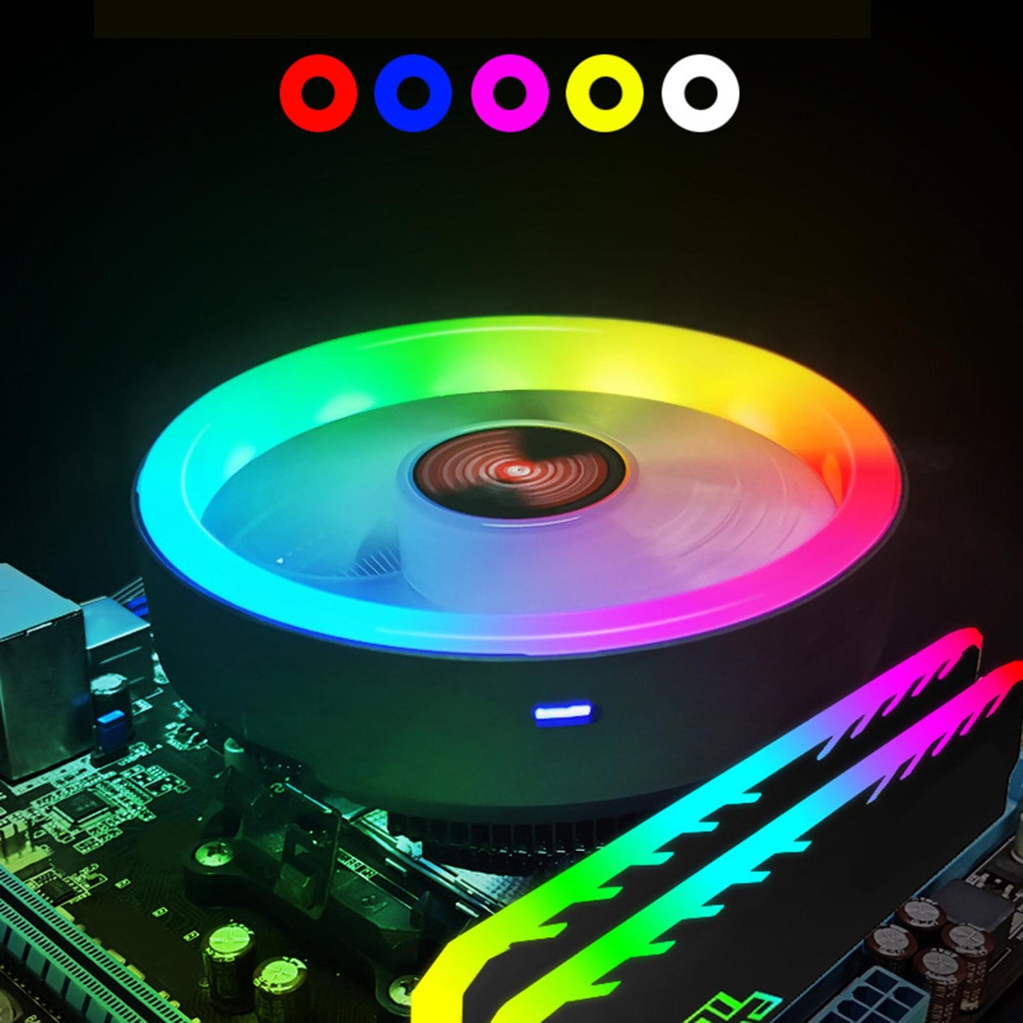 CPU Cooler RGB Quiet Fan for Teblets Computer Laptops Continuous RGB Loop