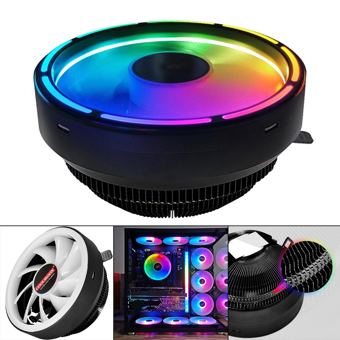 CPU Cooler RGB Quiet Fan for Teblets Computer Laptops Spacer RGB Loop