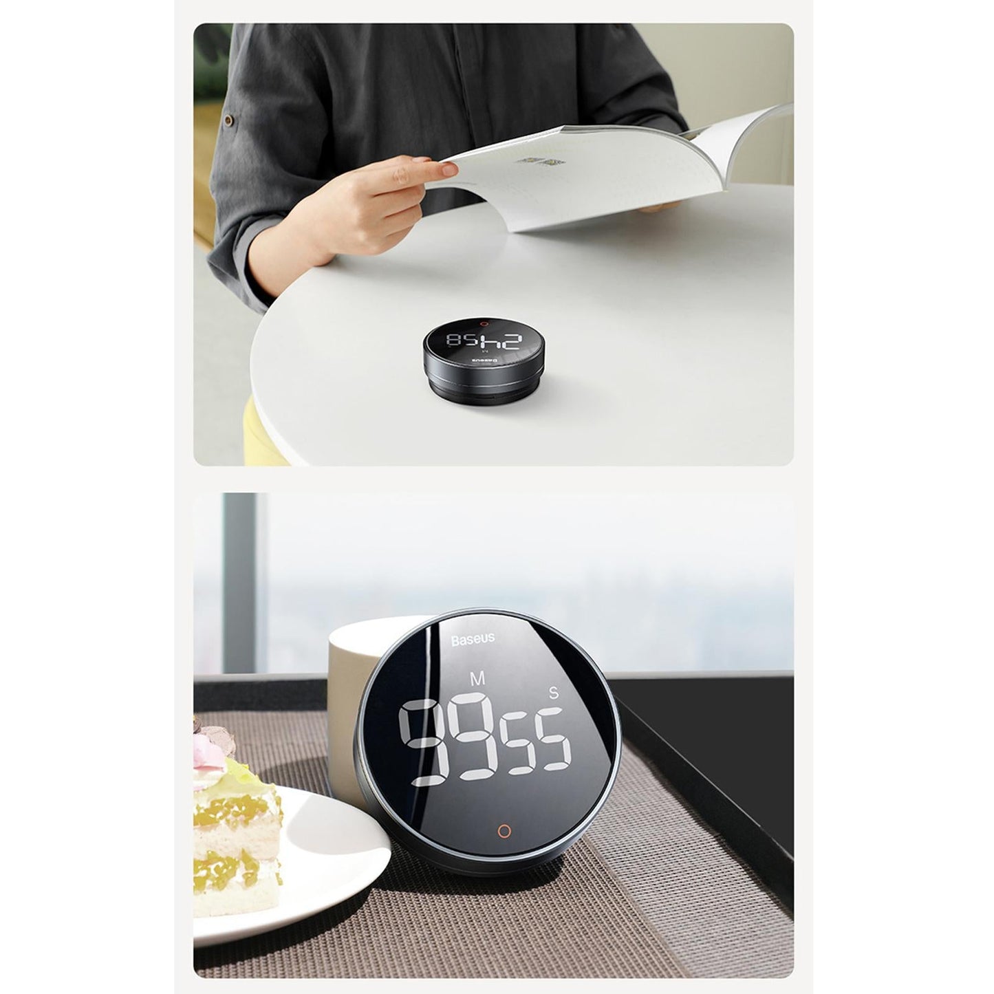 LED Magnetic Kitchen Timer Big digits Alarm Clock for Study Constant Bright