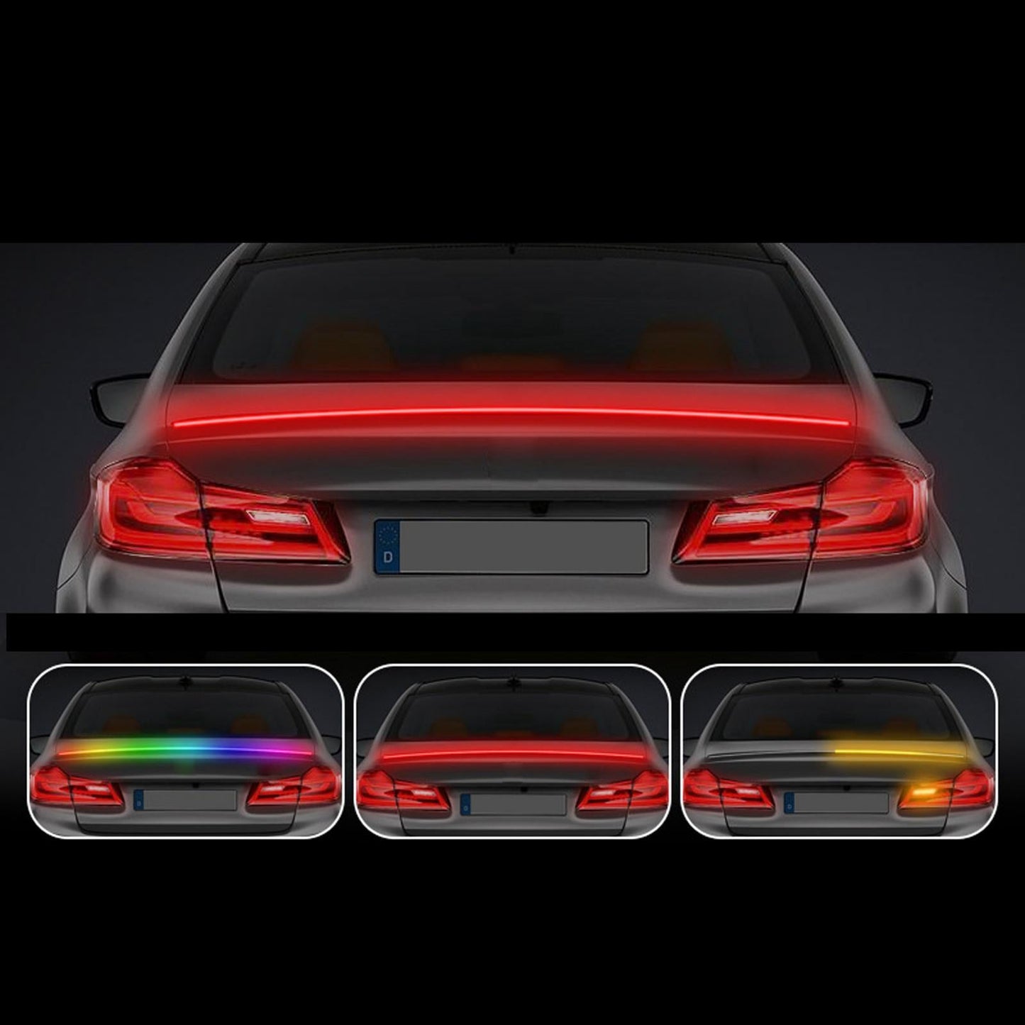 LED Rear Spoiler Light Strip 12V for Most Cars Trucks Colorful 3 Functions