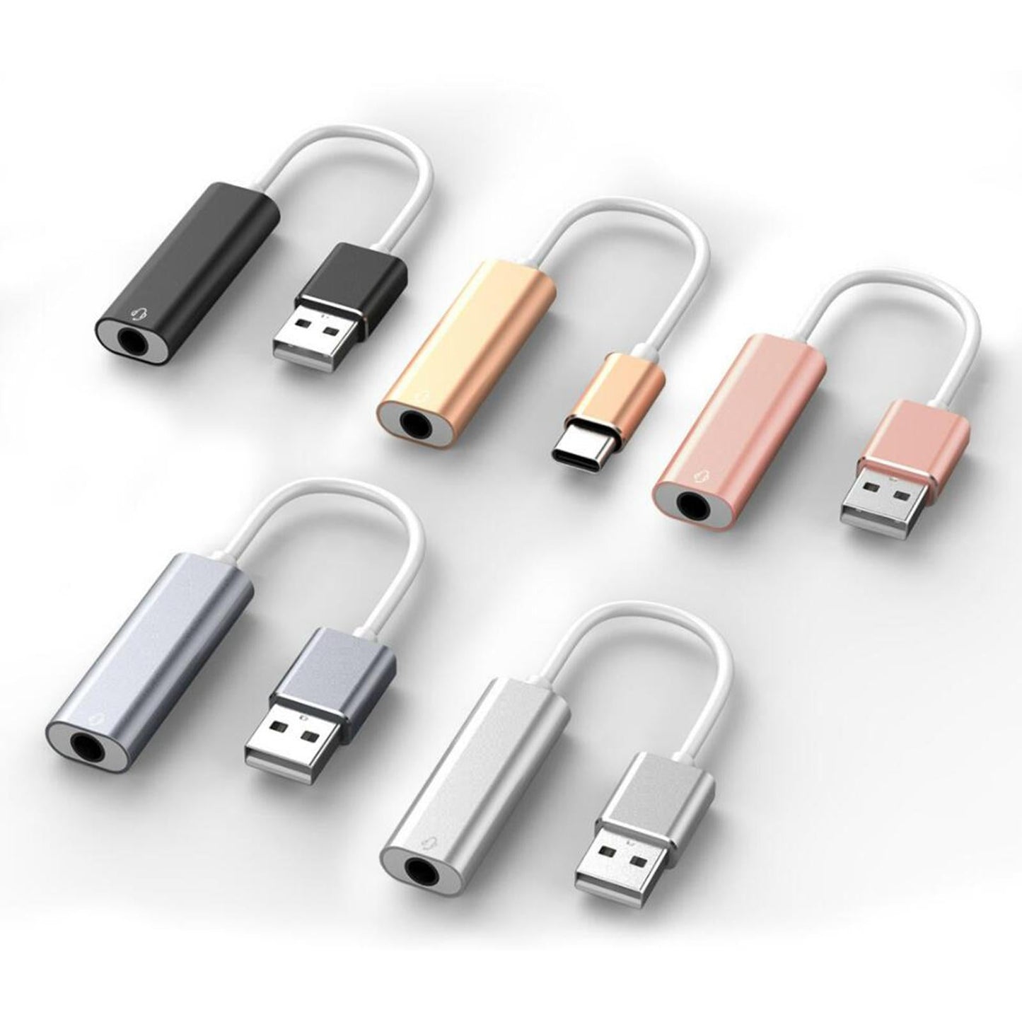 USB Sound Card 3.5mm Interface for Microphone Headphone Computer Black