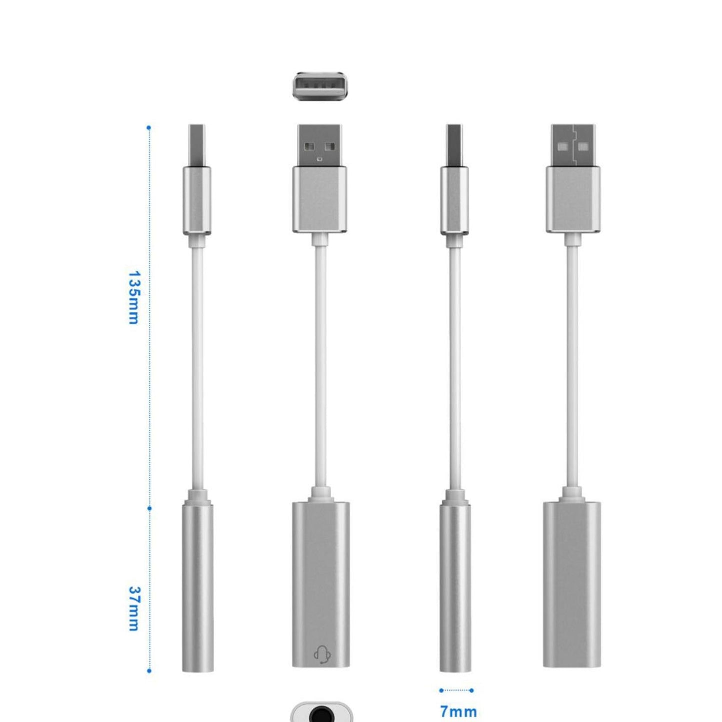 USB Sound Card 3.5mm Interface for Microphone Headphone Computer Black